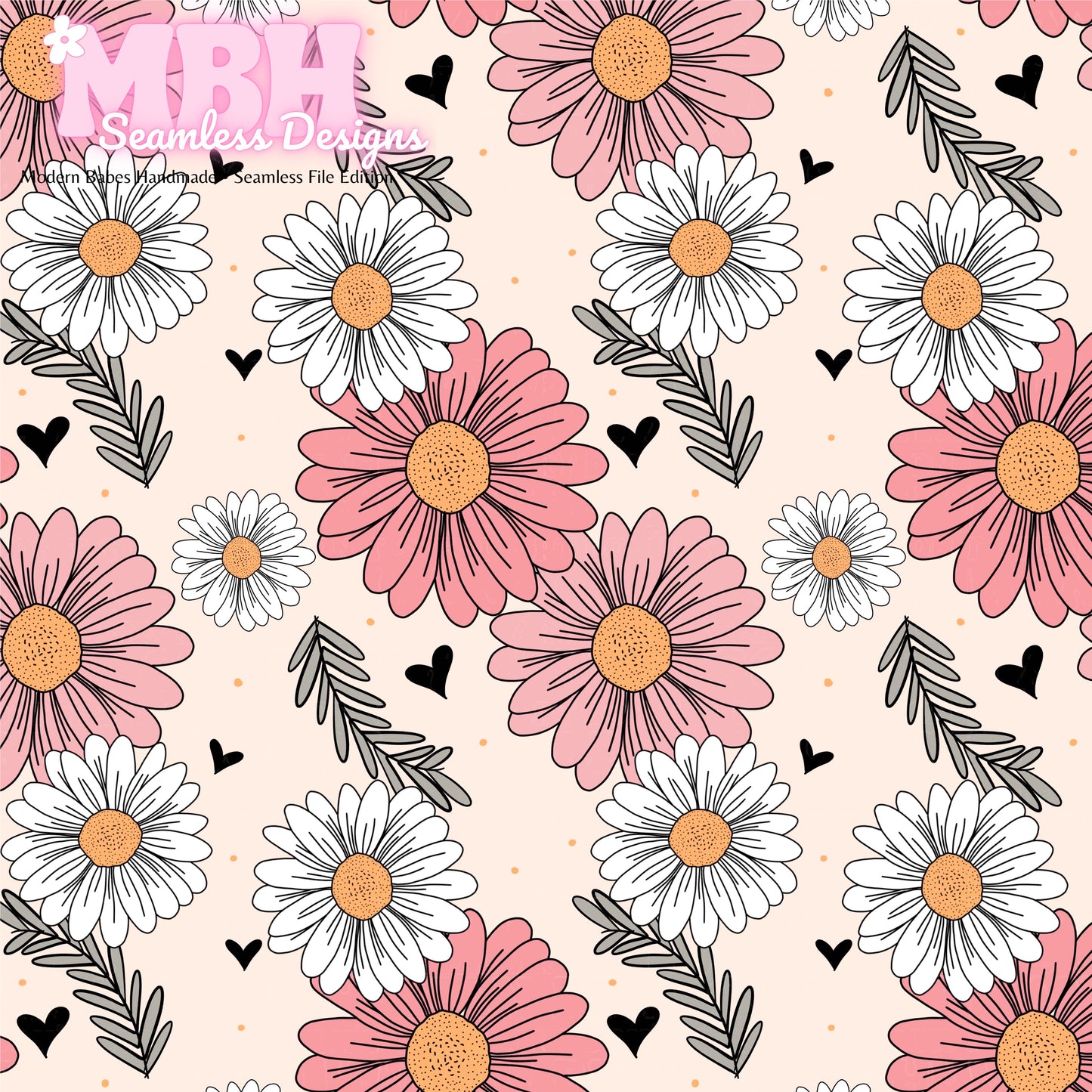 Boho Valentine Floral & Stripes Seamless Pattern