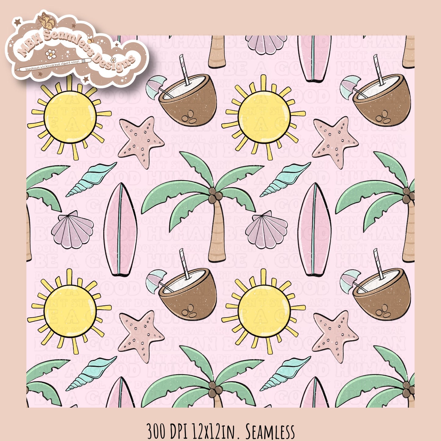 Beach Vibes Seamless Pattern • Multiple Colorways