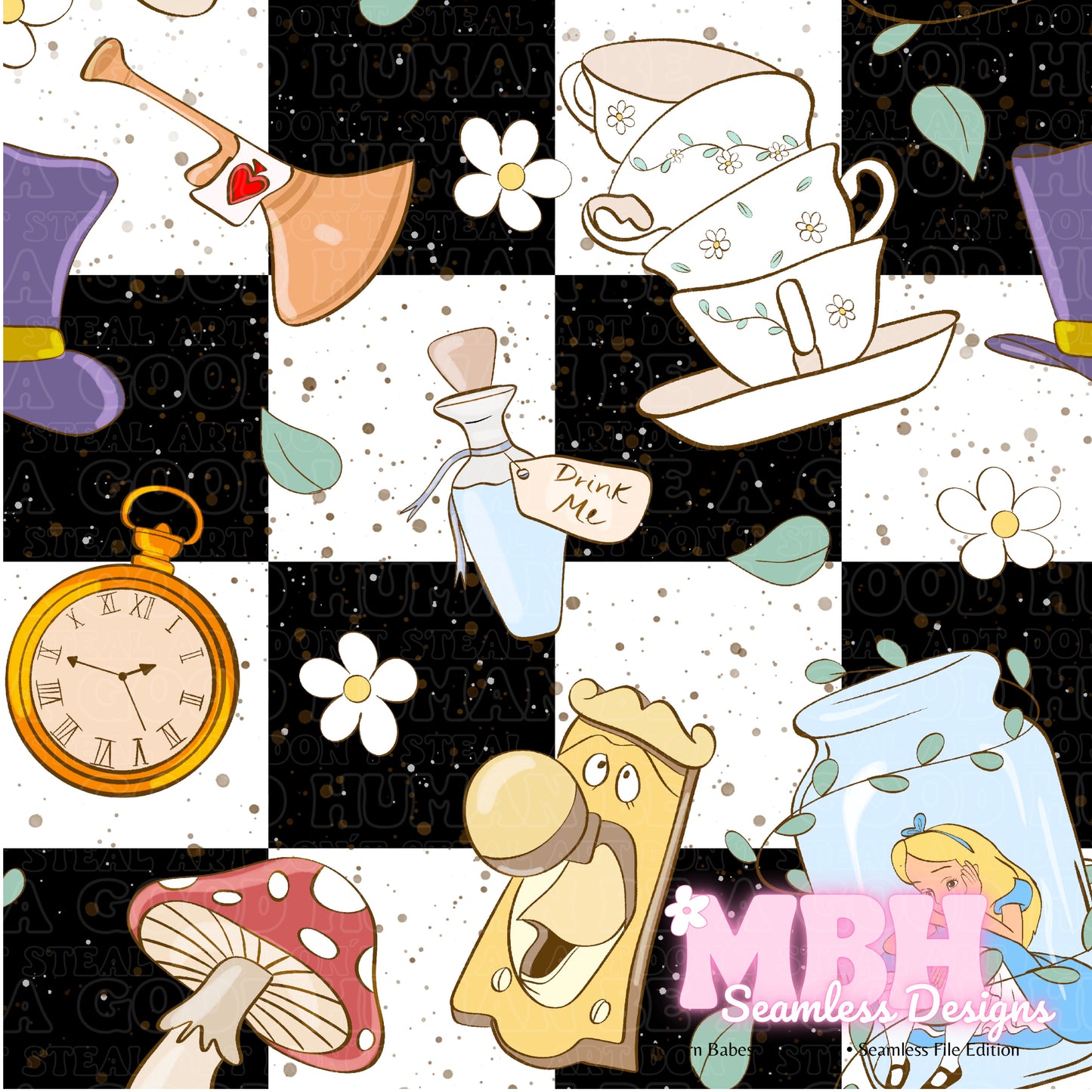 Alice In Jar Assorted Colorways Seamless Pattern