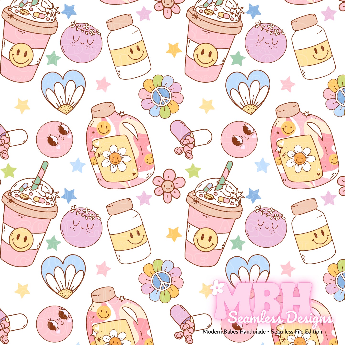 Groovy Self Love Assorted Colorways Seamless Pattern