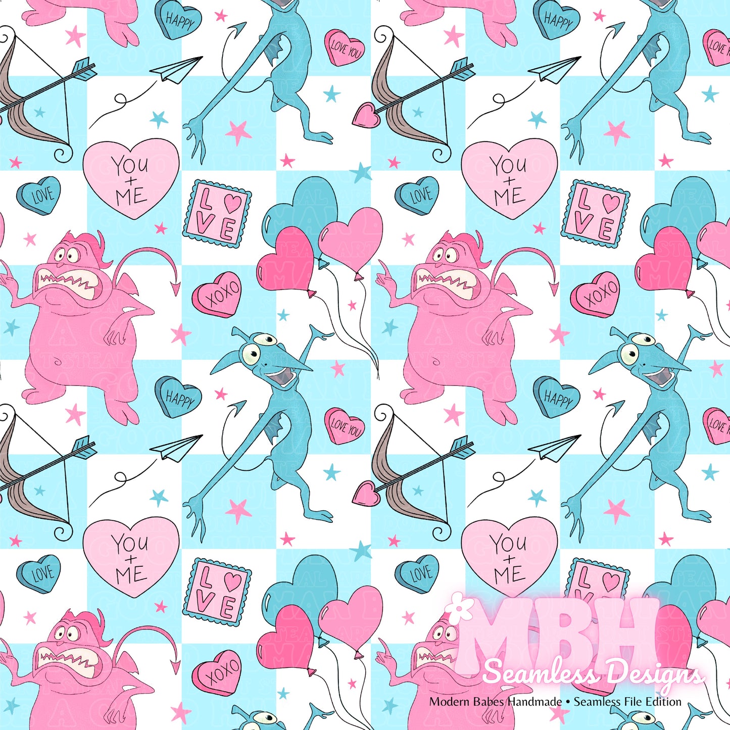 Pain & Panic Checkered Valentine Assorted Colorways Seamless Pattern
