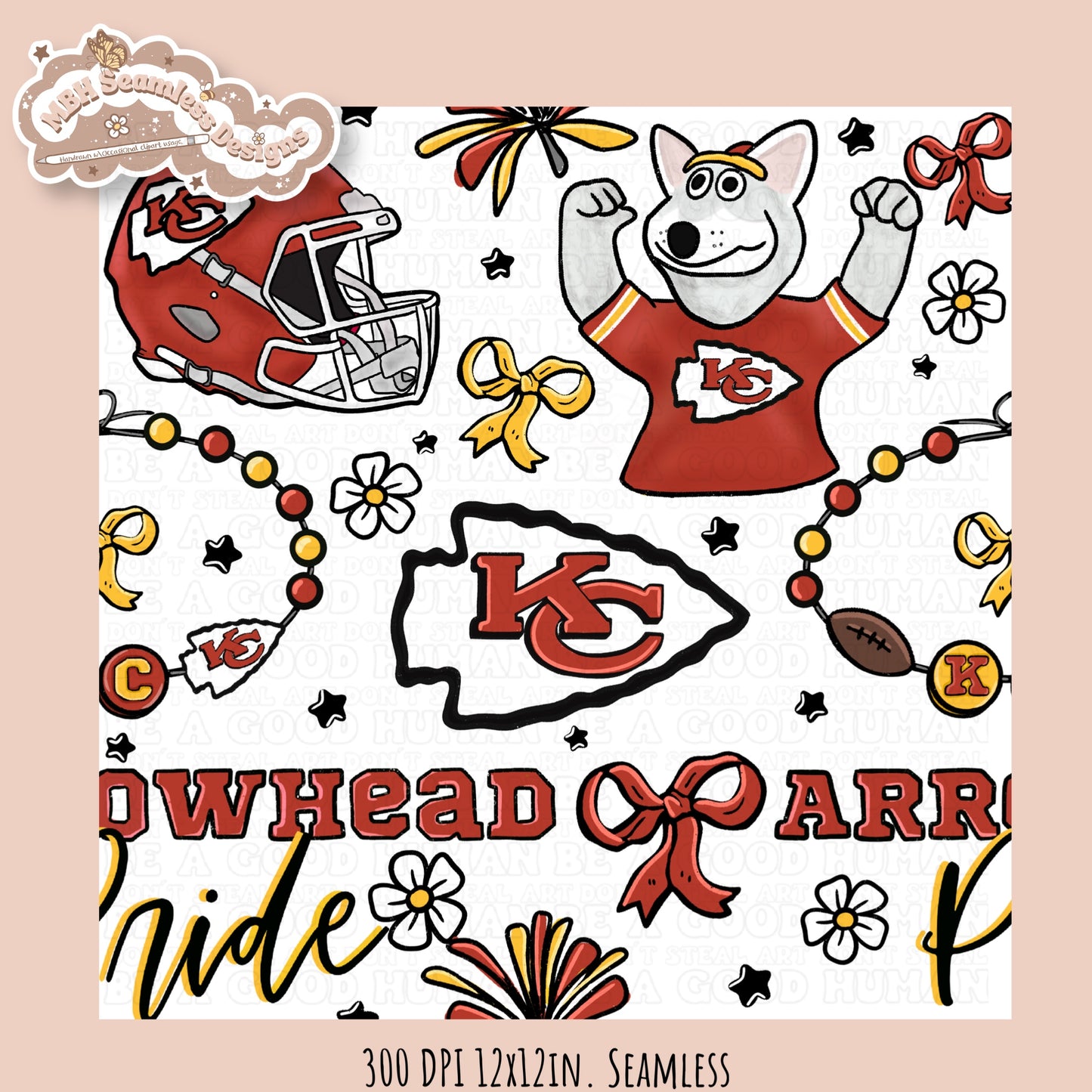 Chiefs x Daisies Football Seamless Pattern // Assorted Colorways