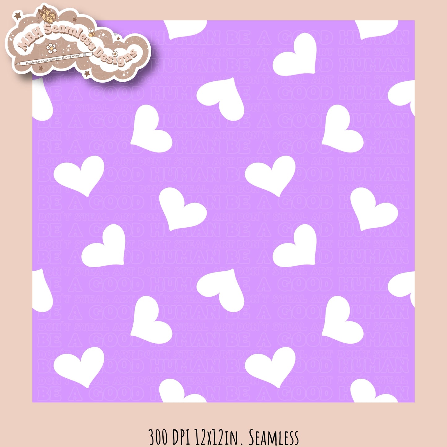 White Scattered Hearts Seamless Pattern MULTIPLE COLORWAYS