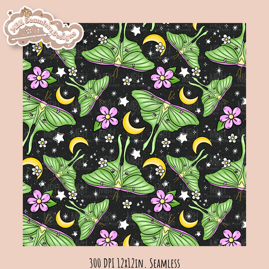 Hextober 25 • Moths Seamless Pattern // PNG // Multiple Colorway Options
