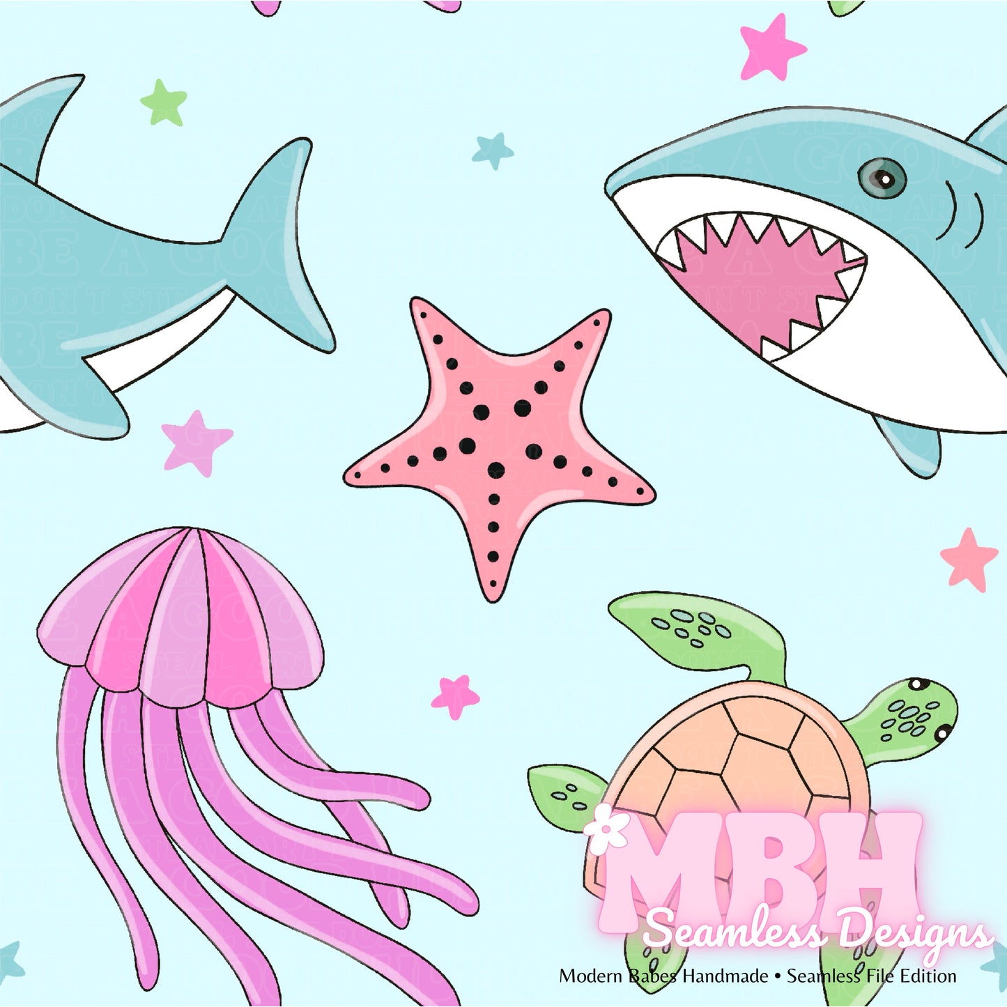 Boho Ocean Life Seamless Pattern MULTIPLE COLORWAYS