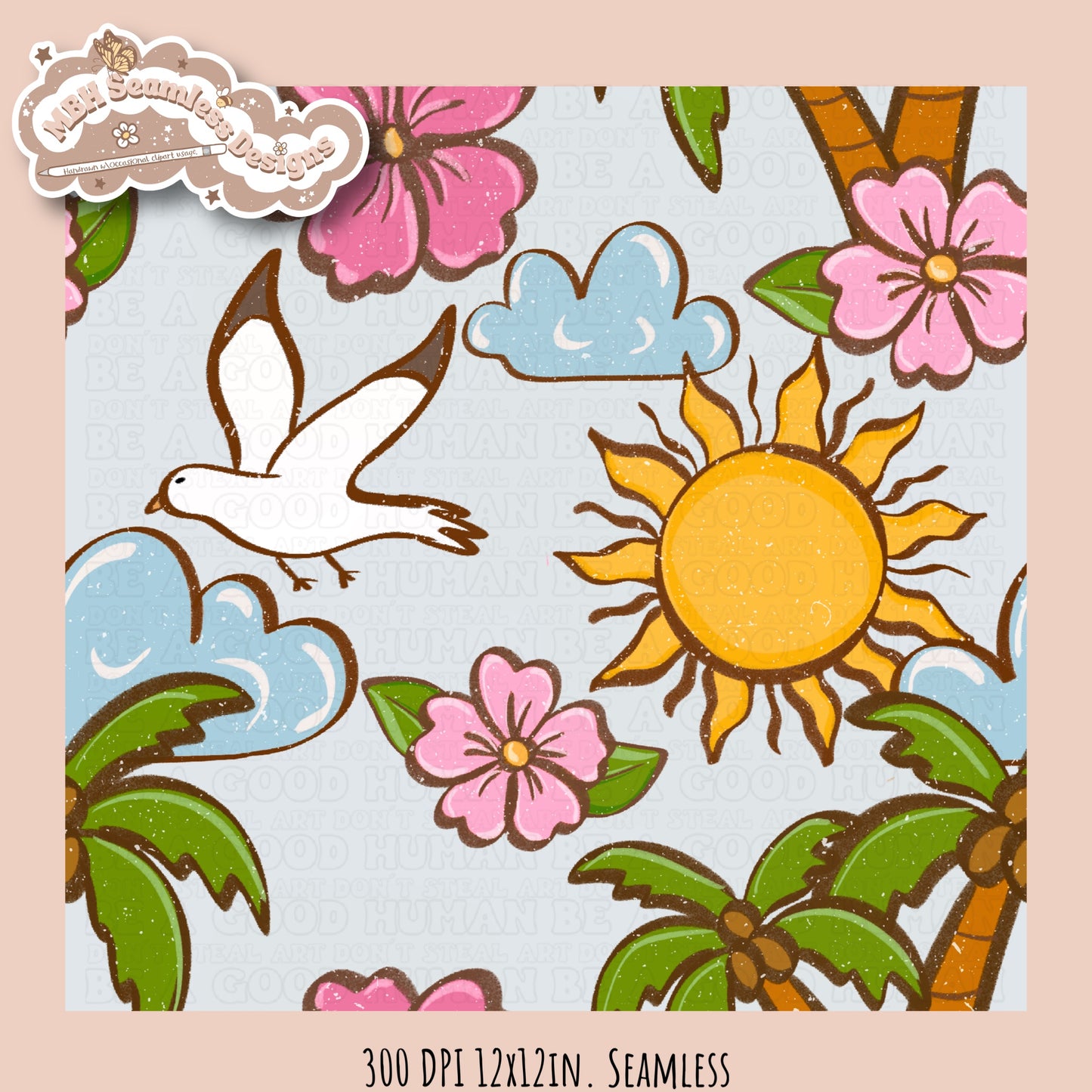Tropical Vibes Floral Seamless Pattern • Multiple Colorway Options