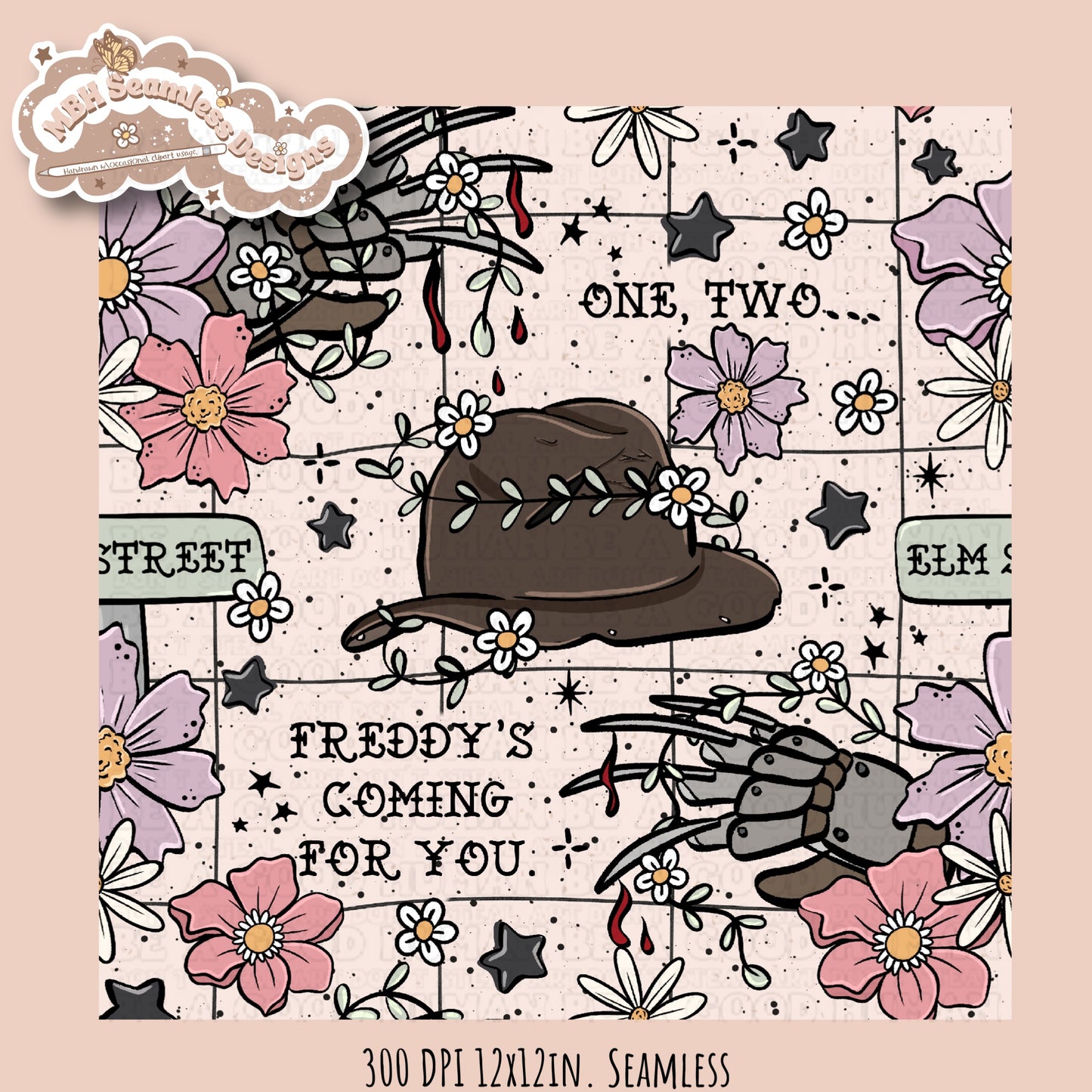 Freddy X Tattoo Floral Seamless Pattern Multiple Colorways