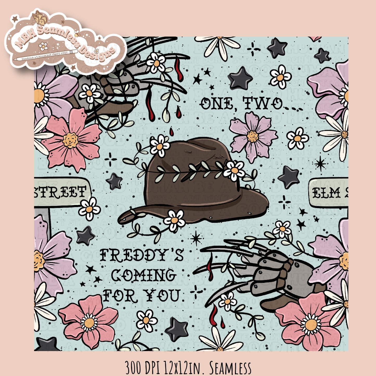 Freddy X Tattoo Floral Seamless Pattern Multiple Colorways