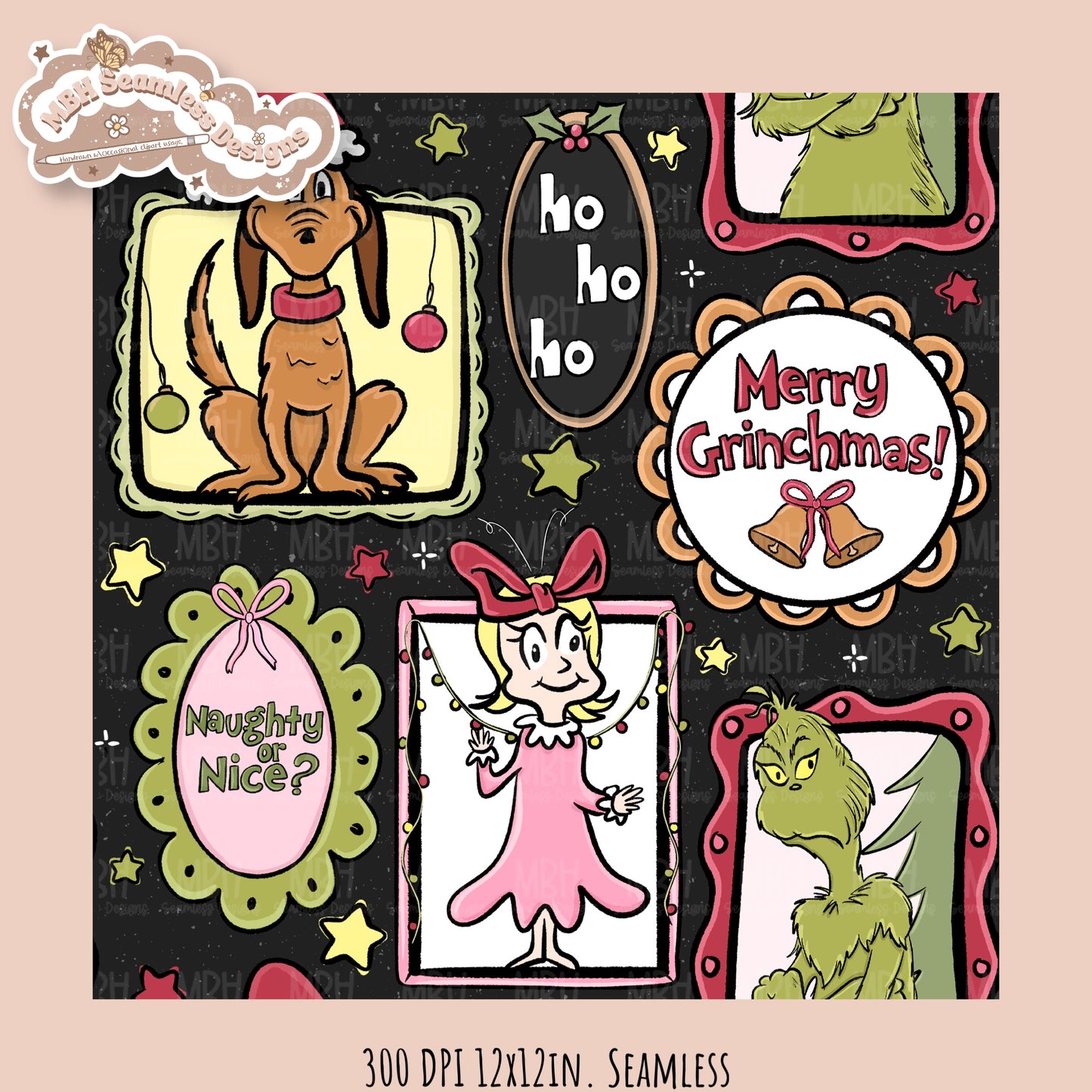 Grumpy Guy Frames Seamless Pattern // PNG // Assorted Colorways