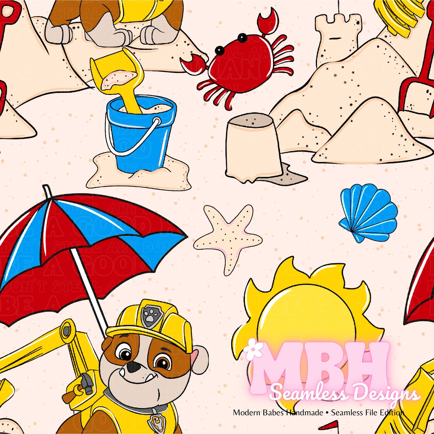 Rubble Summer Dig Seamless Pattern