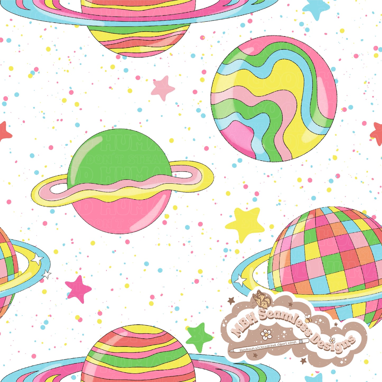 Groovy Galaxy Seamless Pattern MULTIPLE COLORWAYS