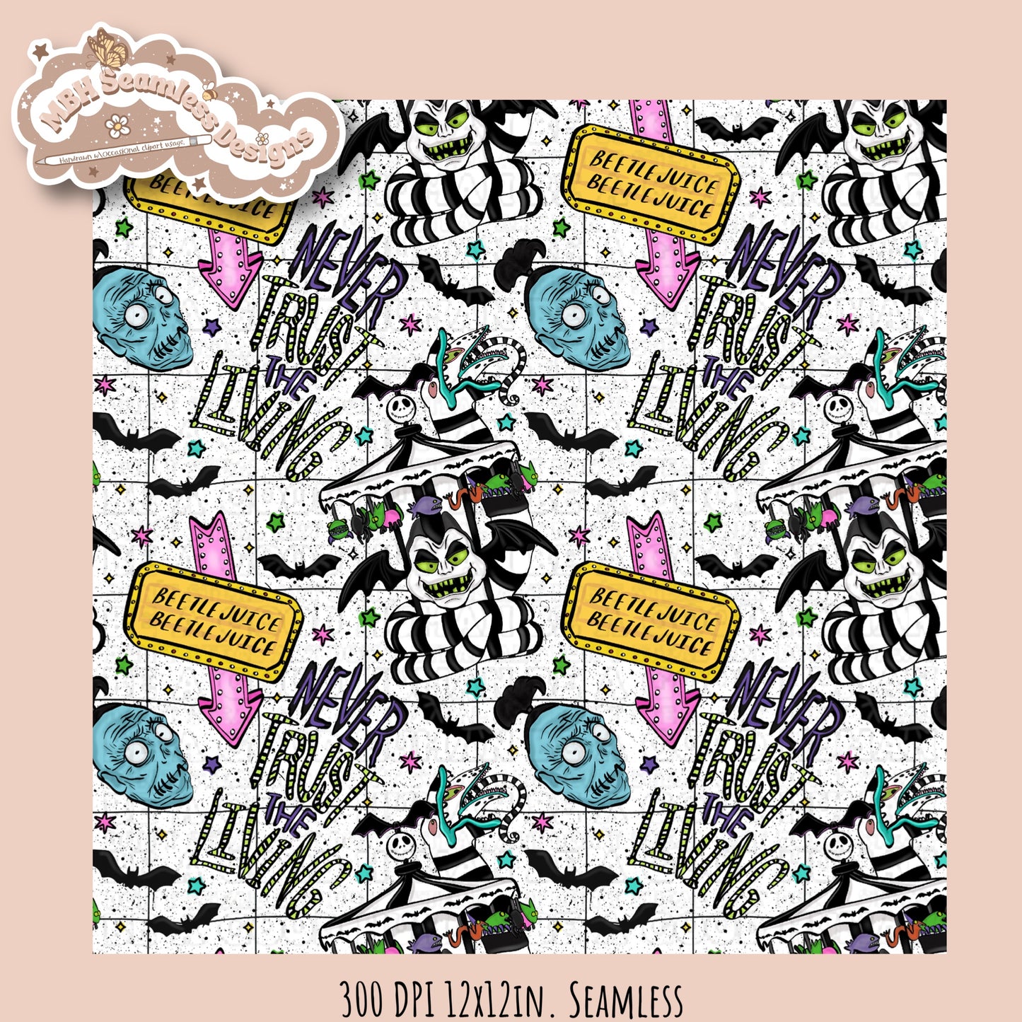 Never Trust The Living Seamless Pattern // PNG // Multiple Colorway Options