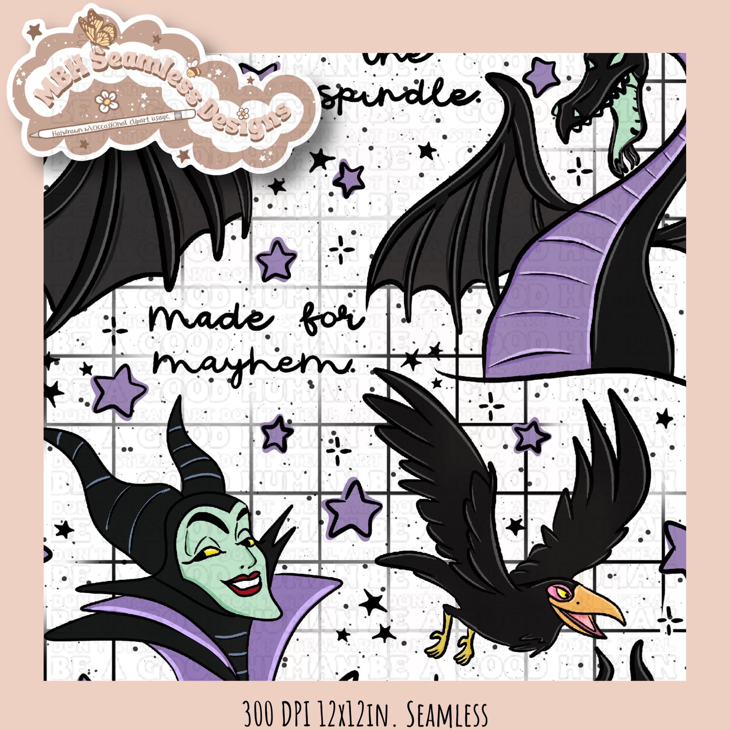 Maleficant Quotes Seamless Pattern