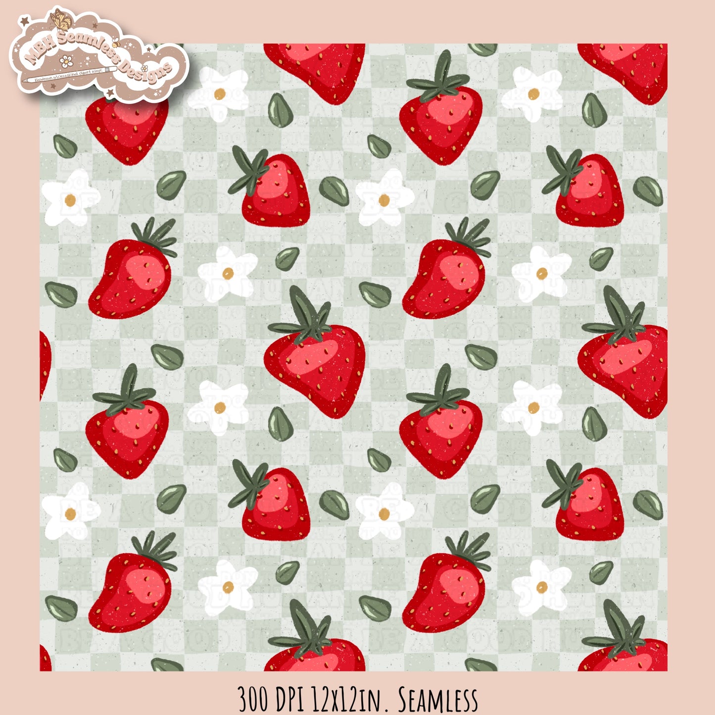 Strawberry Floral Seamless Pattern MULTIPLE COLORWAYS