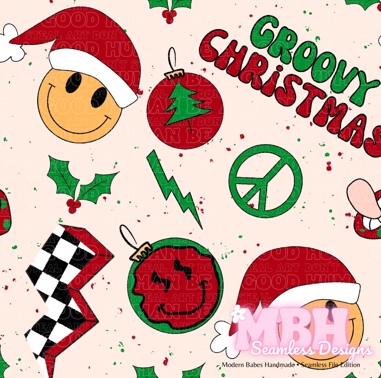 Groovy Christmas Seamless Pattern
