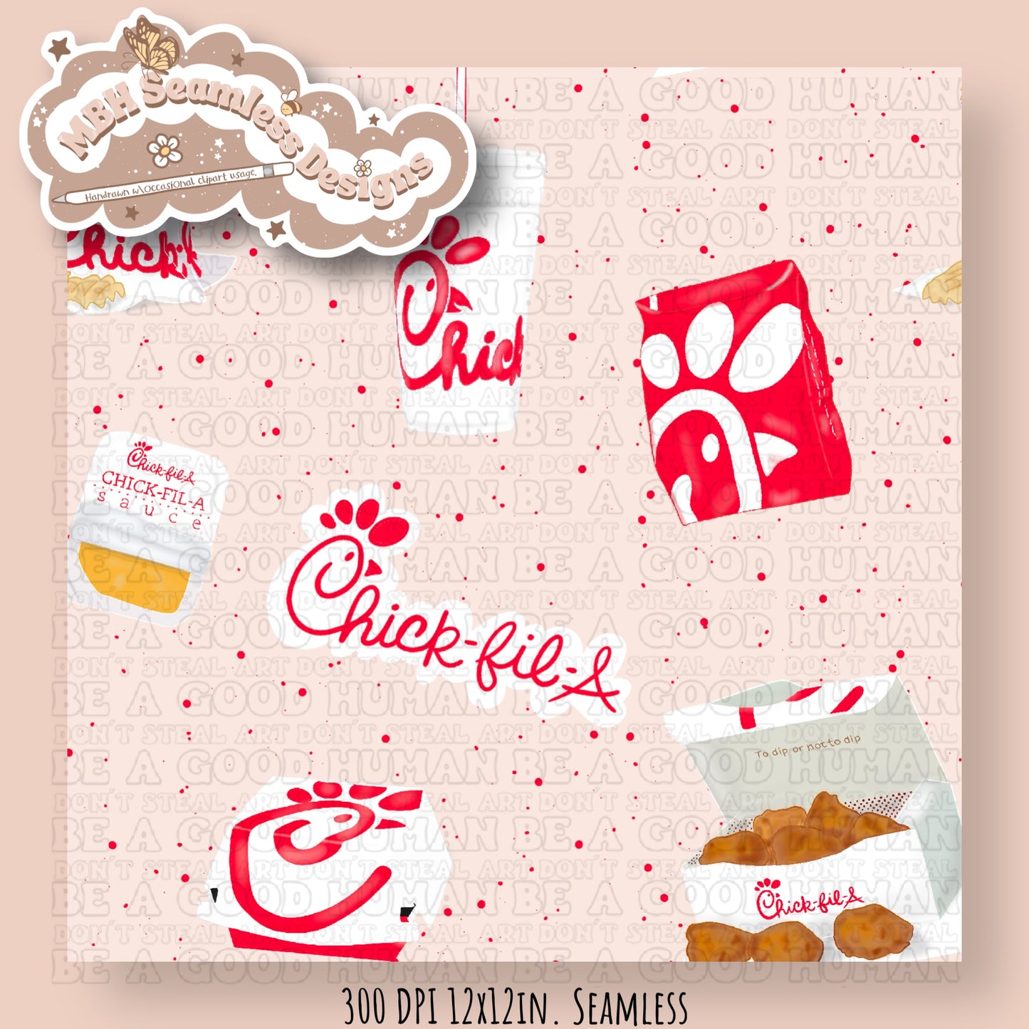 Chic Fil A Spex Seamless Pattern & PNG