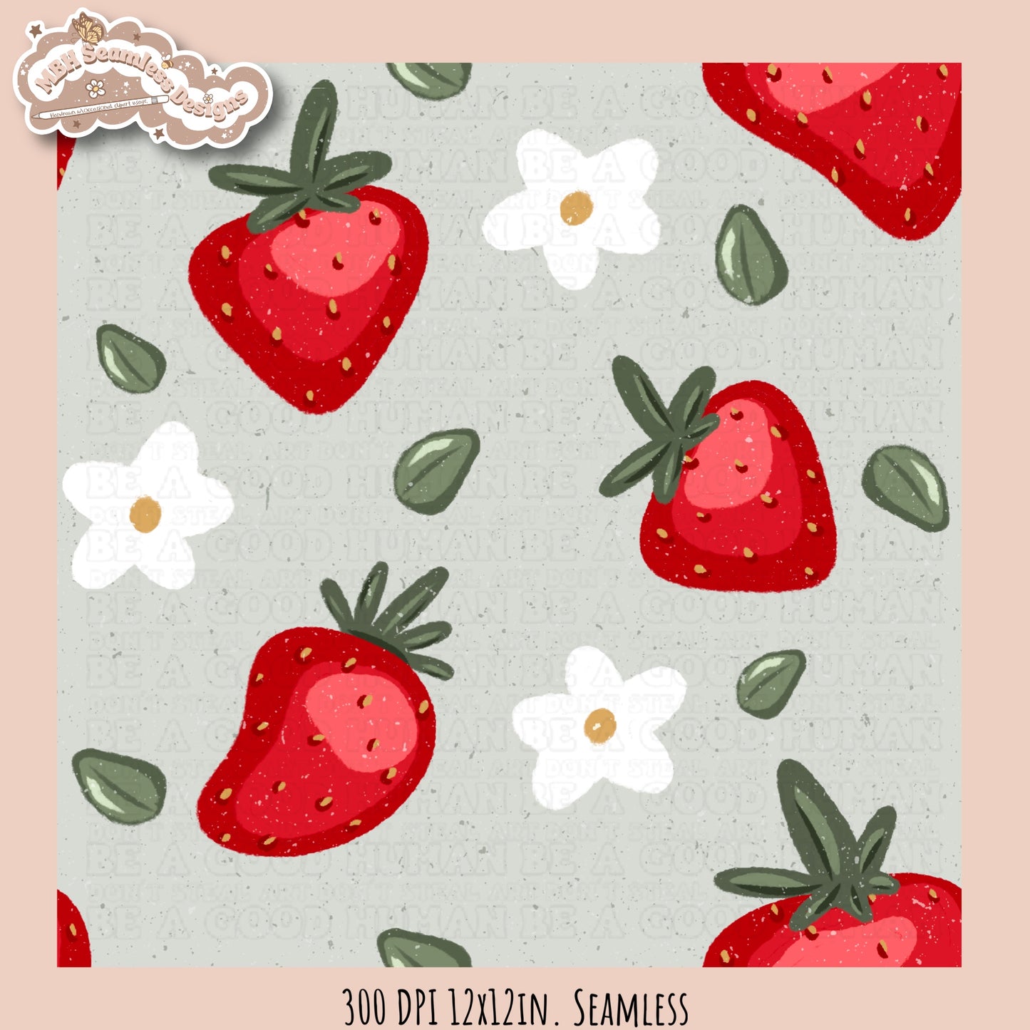 Strawberry Floral Seamless Pattern MULTIPLE COLORWAYS