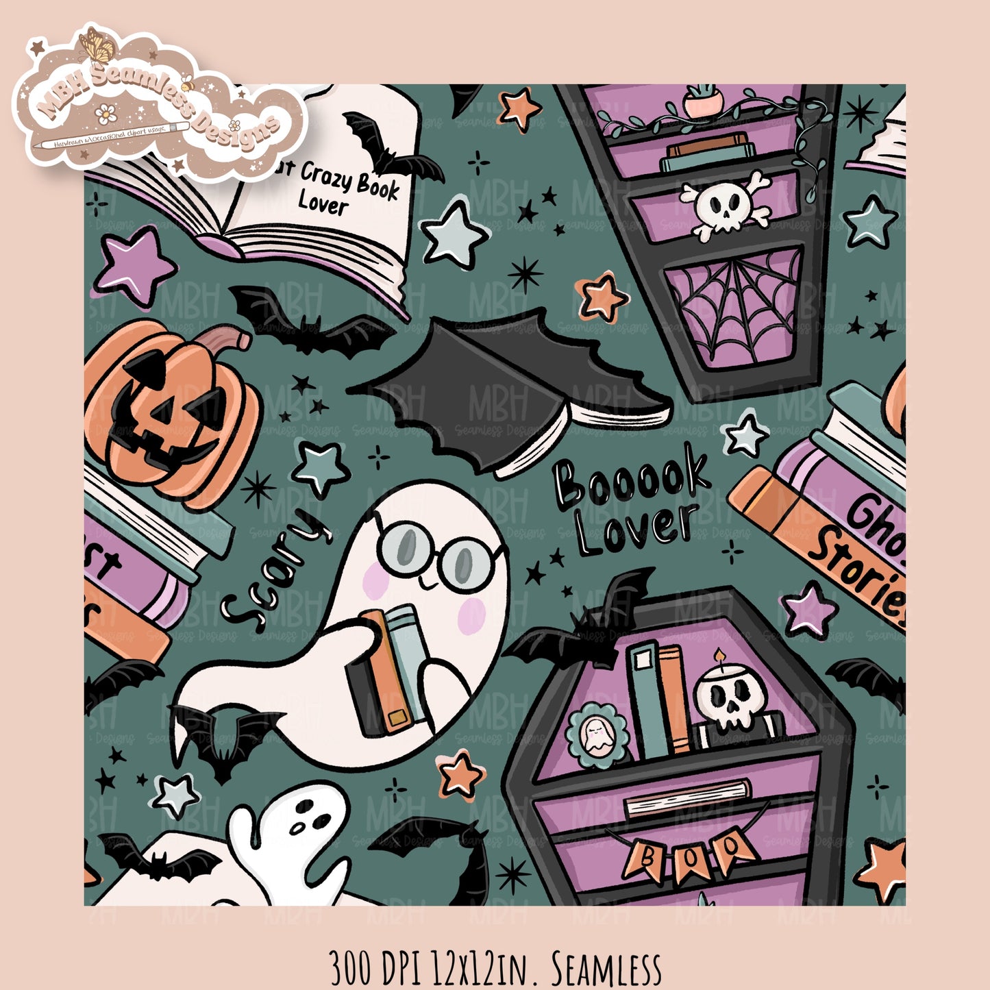 Books • Hextober 25 // Seamless Pattern // Assorted Colorway Options