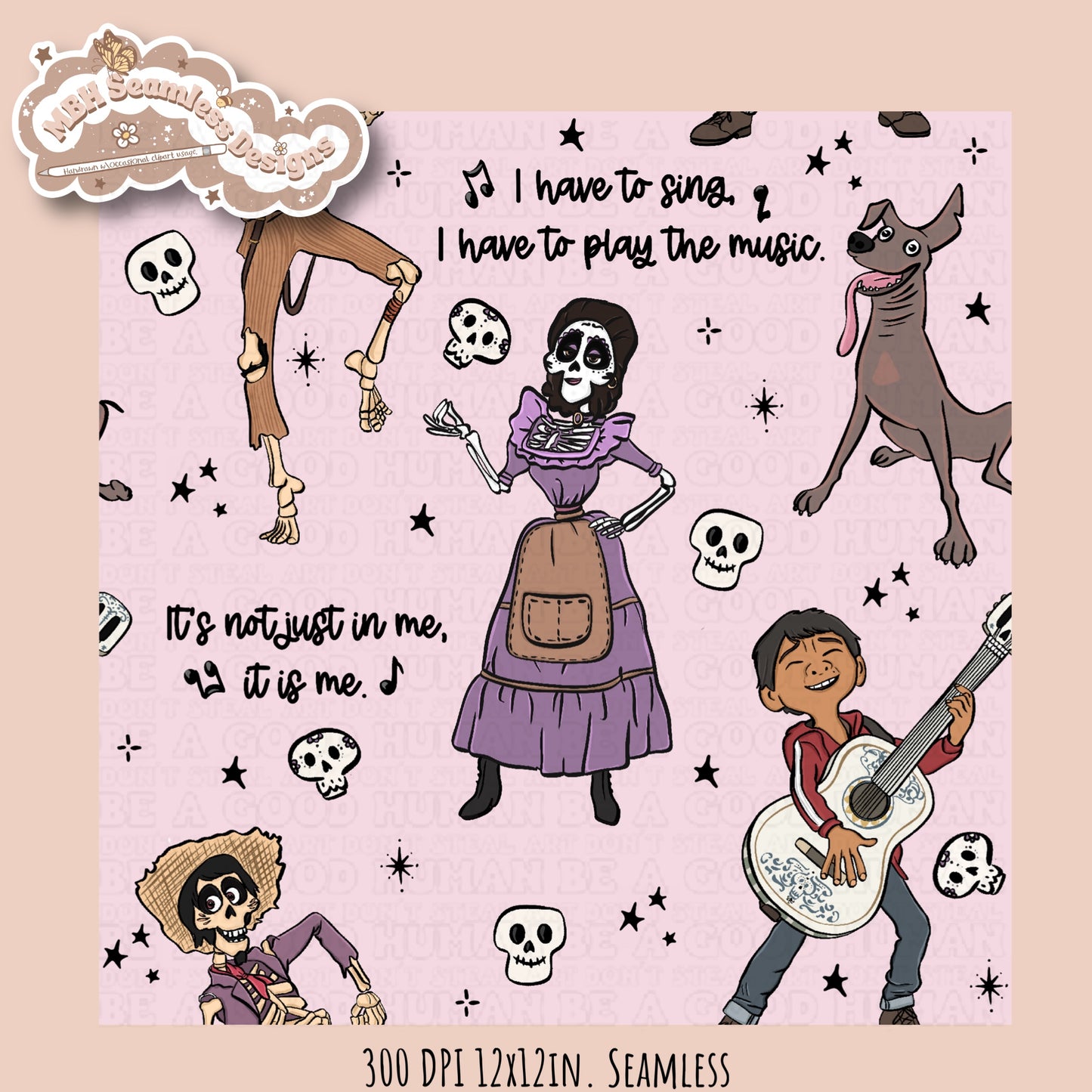 Coco Lyrics Seamless Pattern • Multiple Colorways