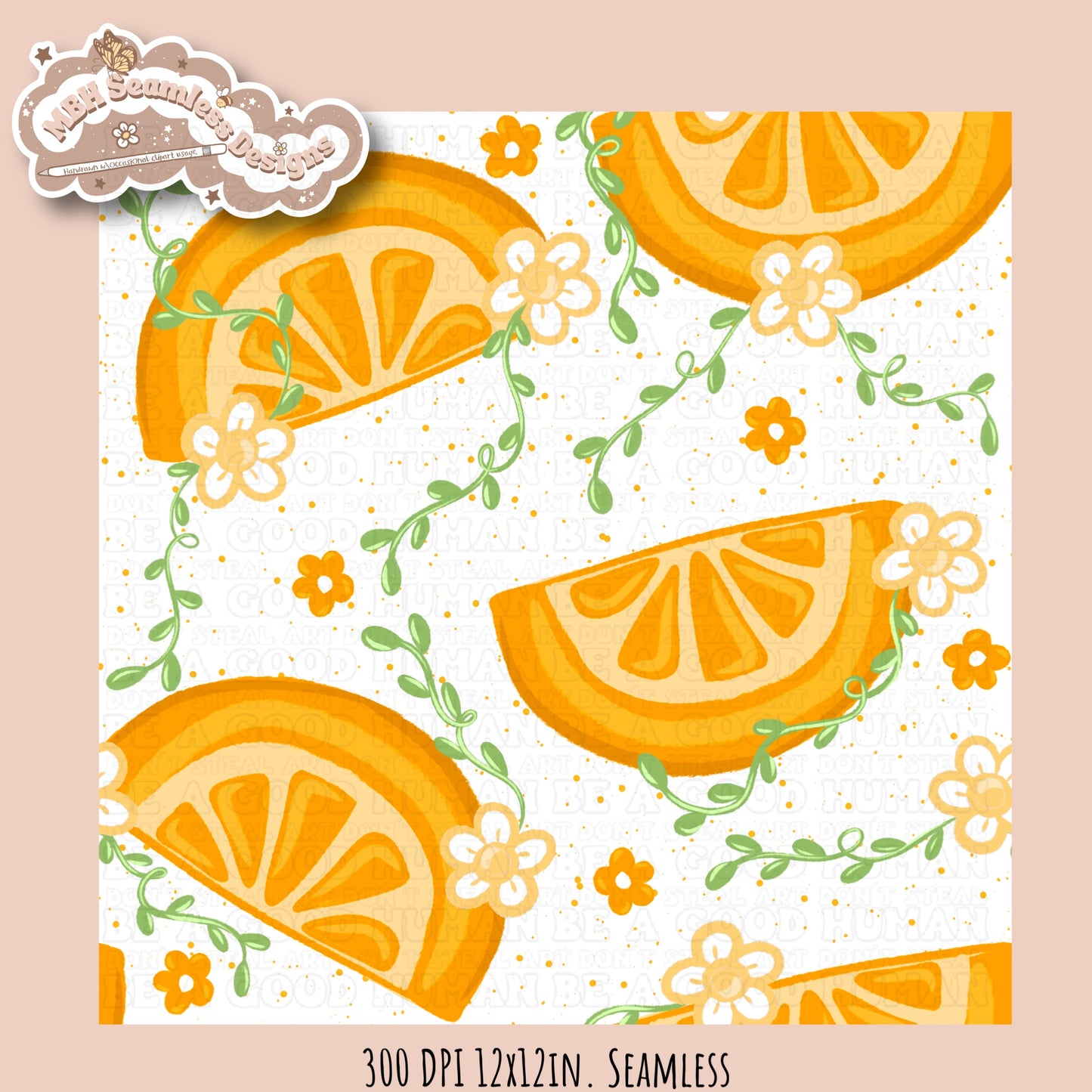 Orange Daisies Seamless Pattern • Multiple Colorways