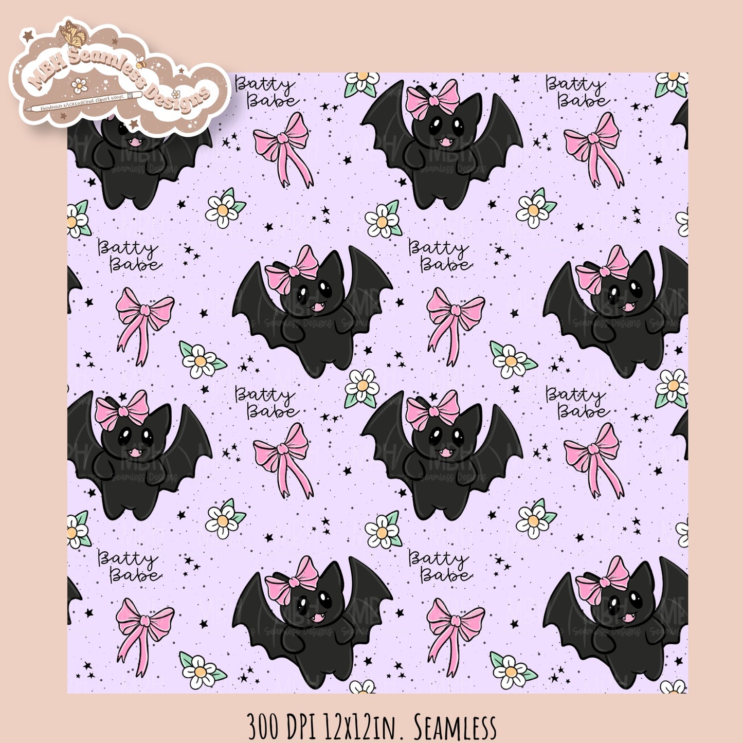 Coquette Bats • Hextober 25 // Seamless Pattern // Multiple Colorway Options