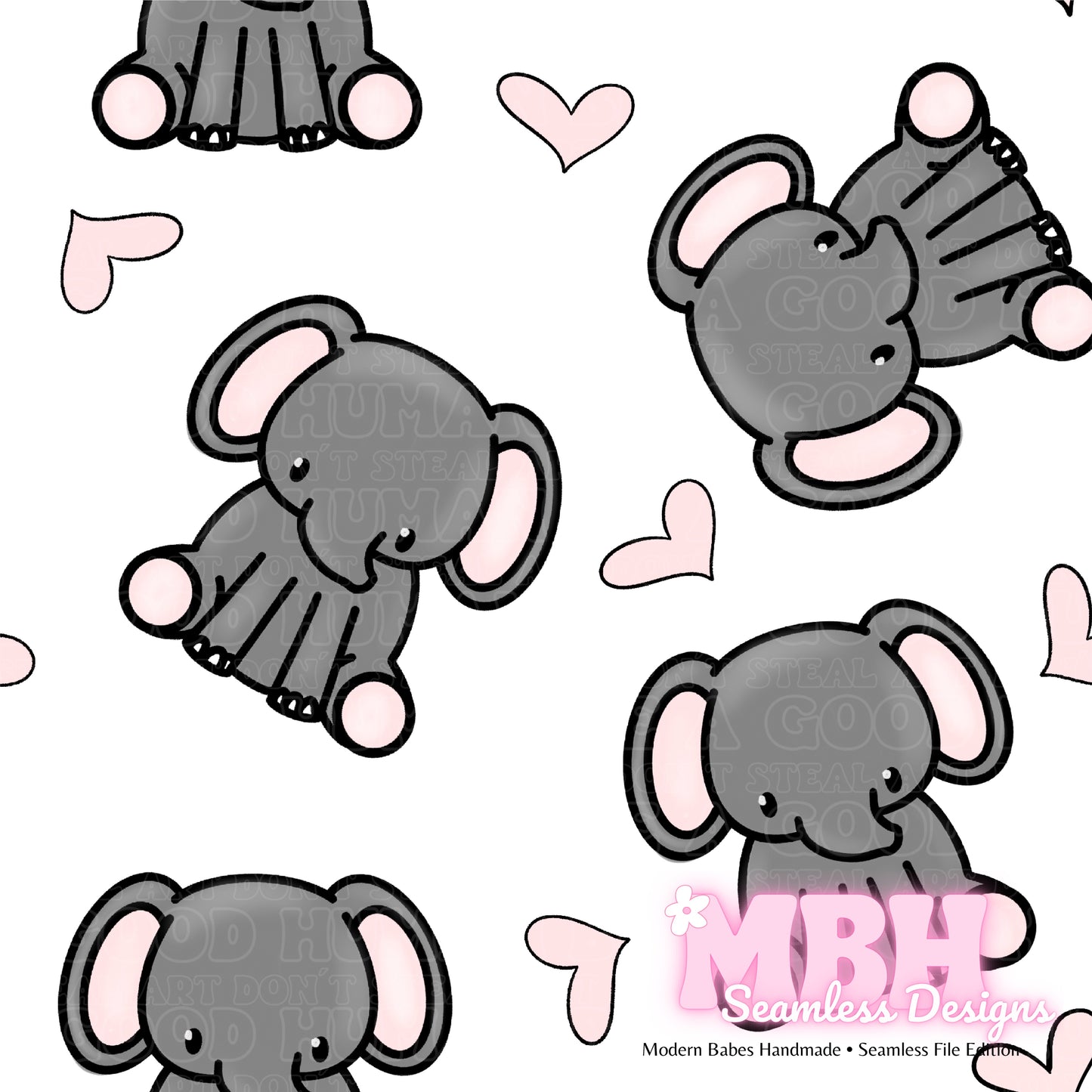 Cute Elephants Seamless Patterns