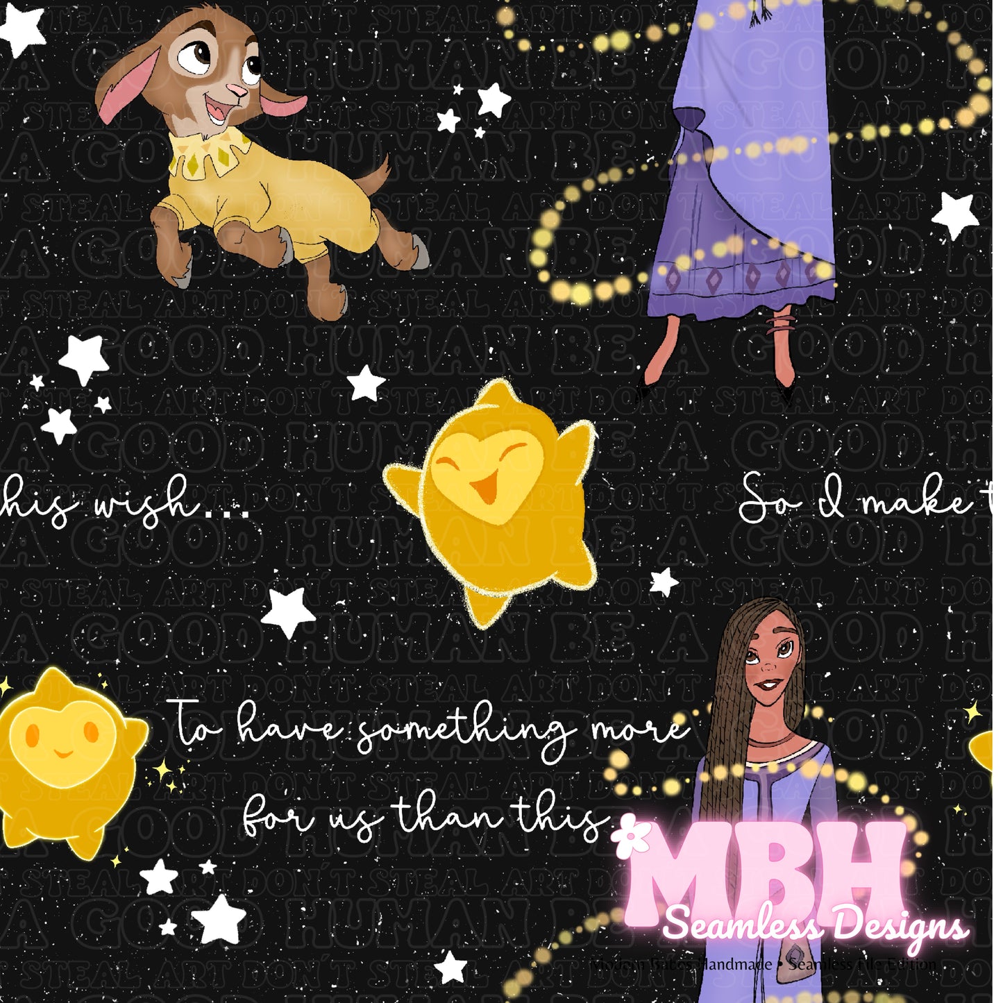 WISH Lyrics Assorted Colorways Seamless Pattern