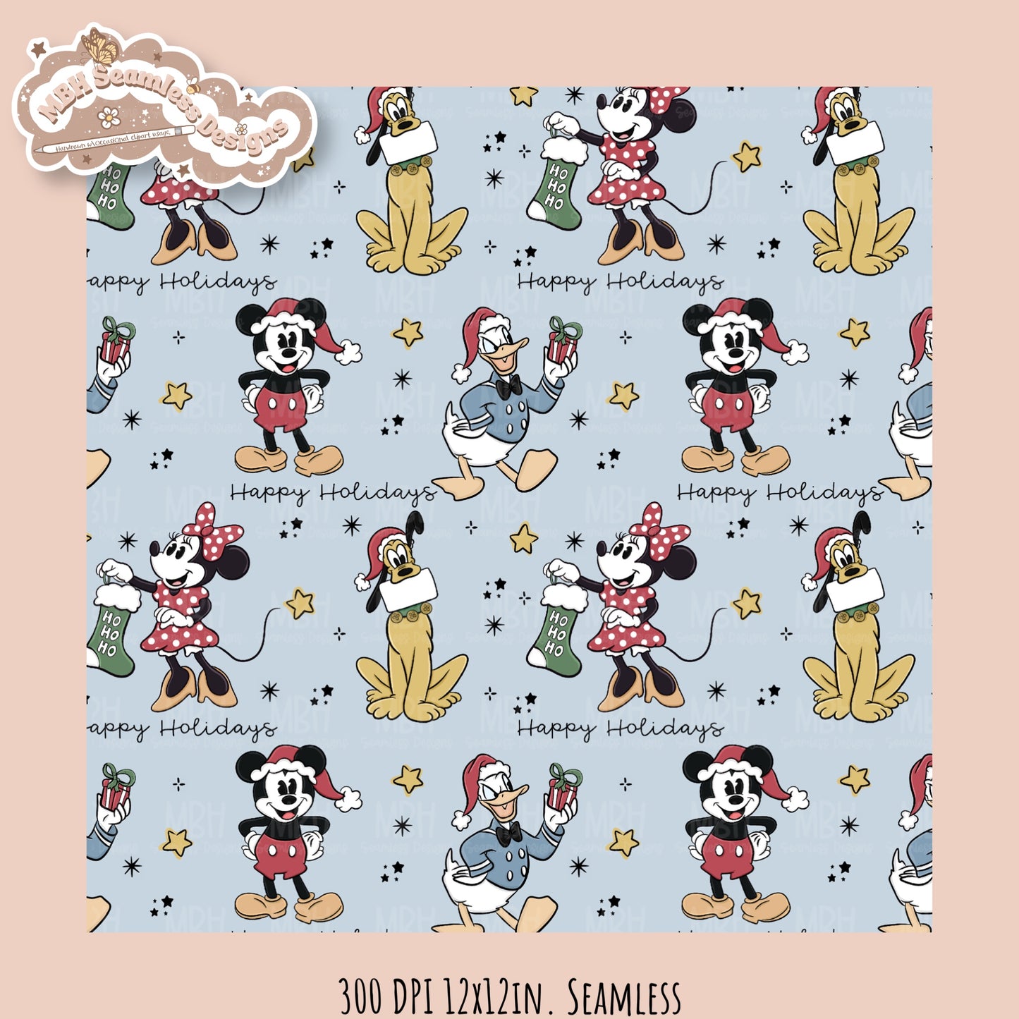 Christmas Mouse & Friends  Seamless Pattern // PNG //MULTIPLE COLORWAYS