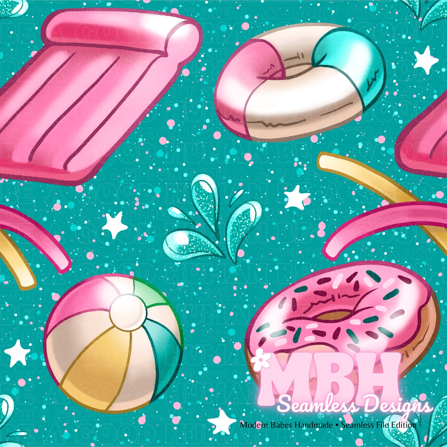 Pool Splash Seamless Pattern MULTIPLE COLORWAYS