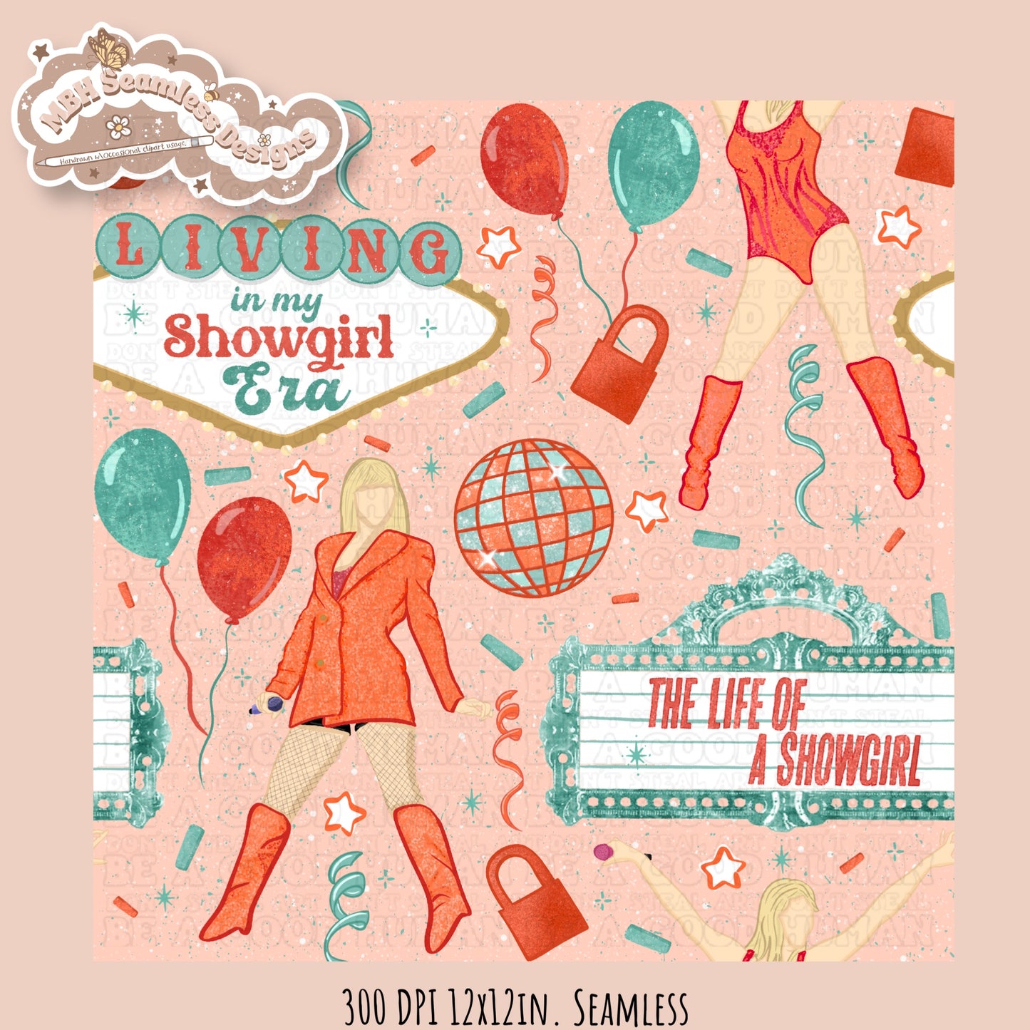 TS12 Showgirl Seamless Pattern // PNG // Assorted Colorway Options