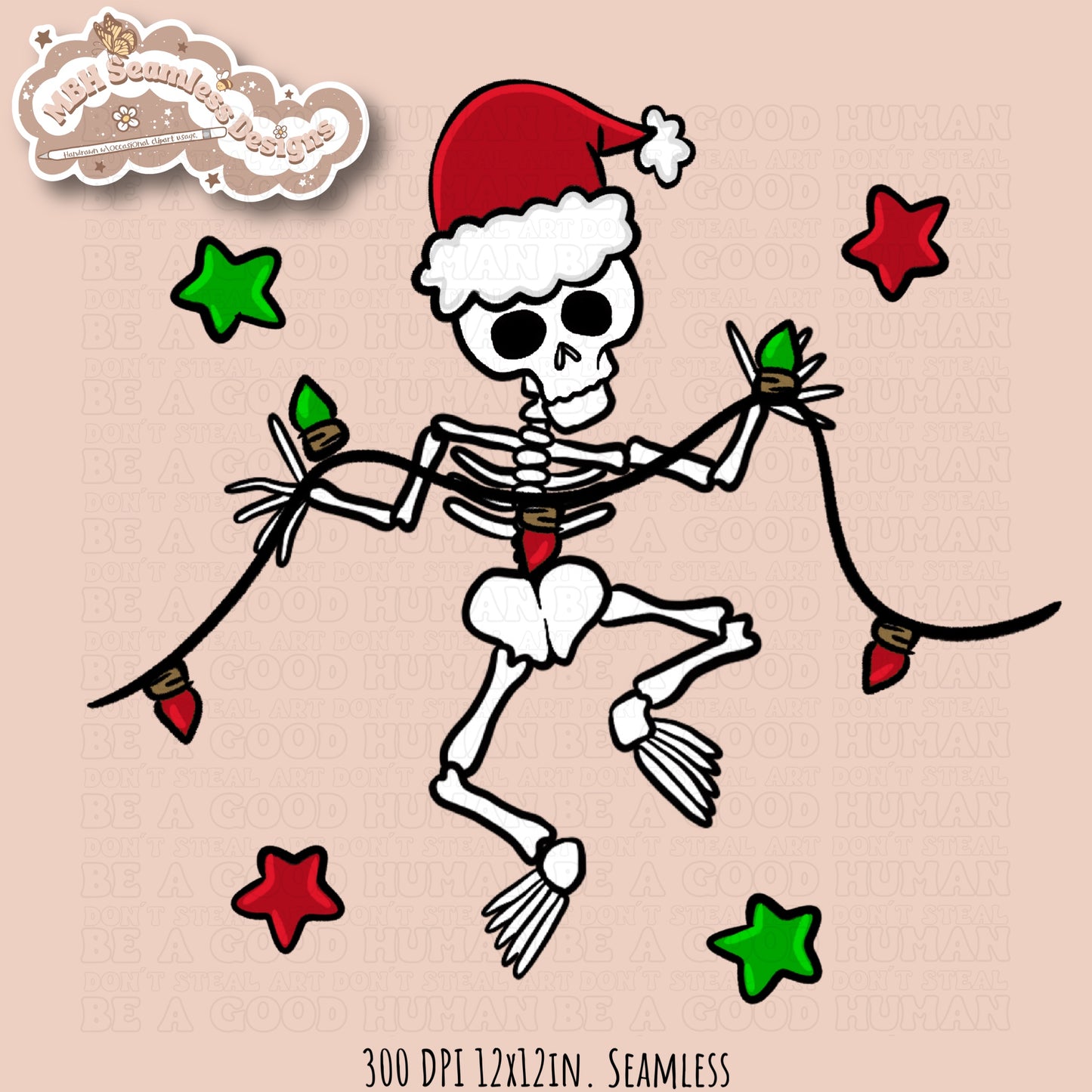 Falalalala Skeletons Seamless & PNG MULTIPLE COLORWAYS