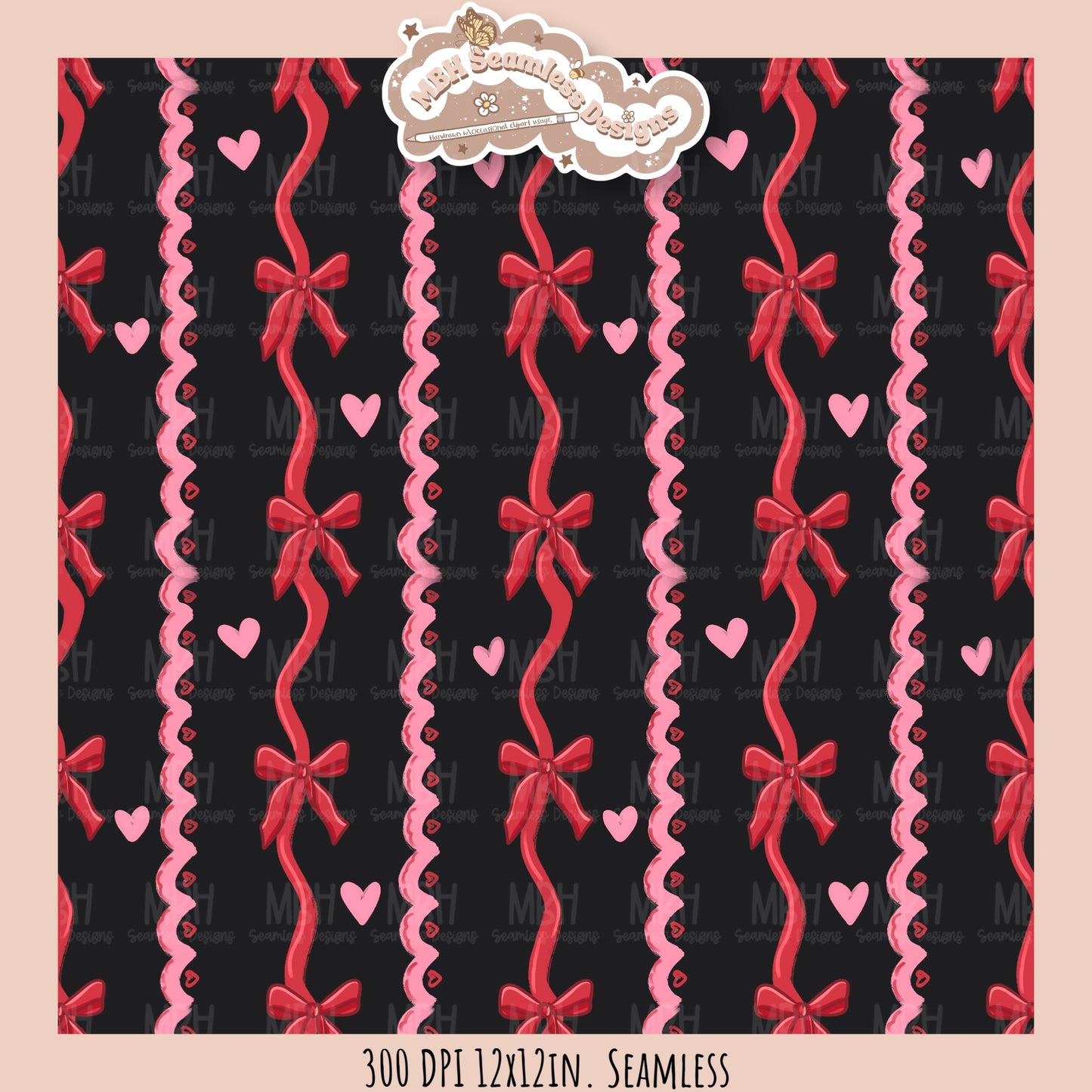 Coquette Valentine Stripes Seamless Pattern // Assorted Colorways