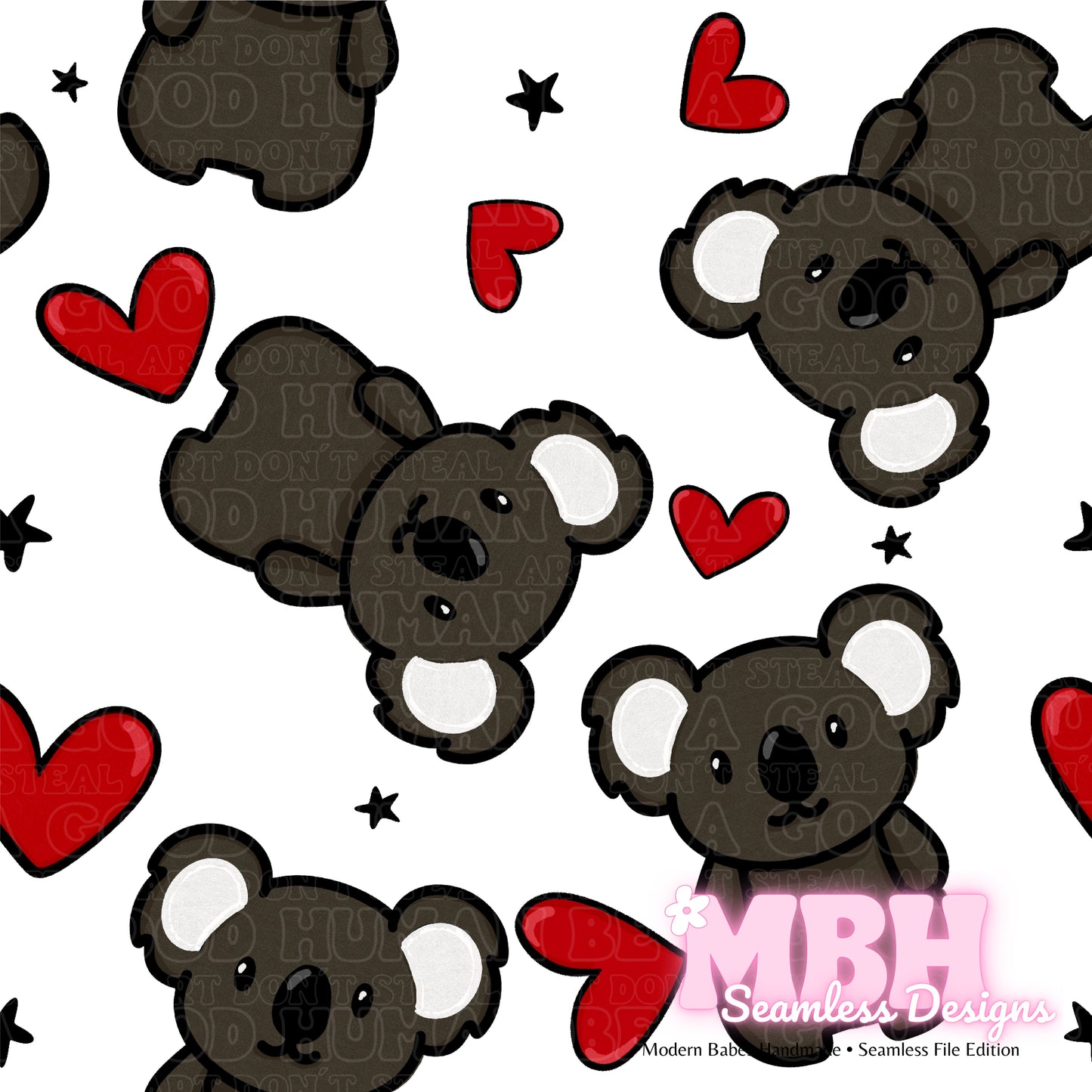 Koala Bear Hearts Seamless Patterns