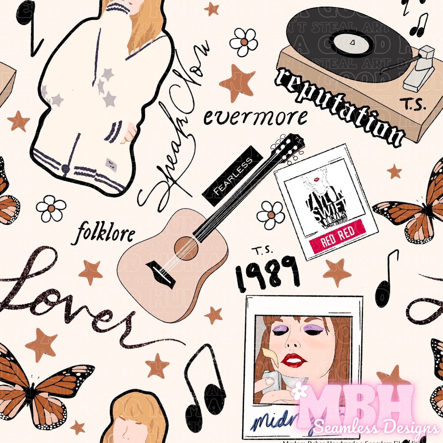 Swiftie Albums Seamless Pattern