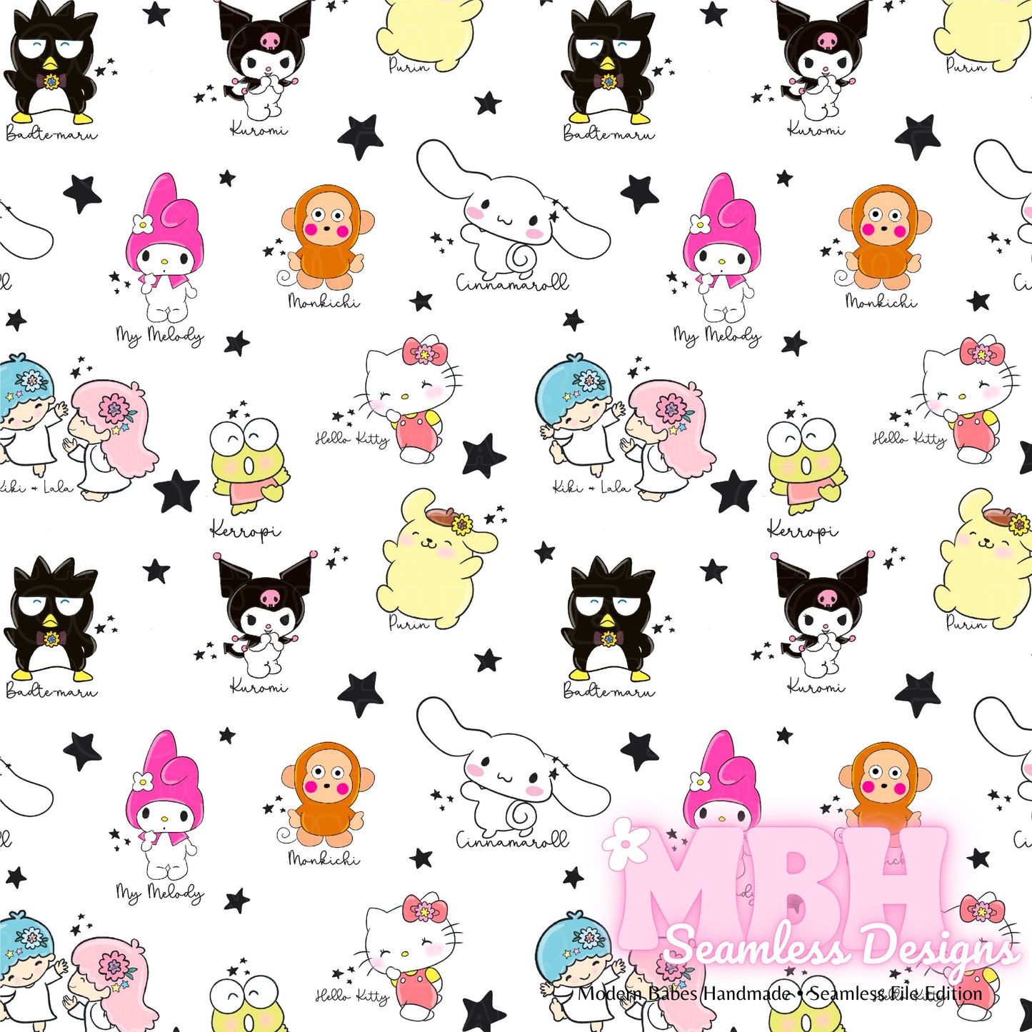 Sanrio Names Seamless Pattern MULTIPLE COLORWAYS