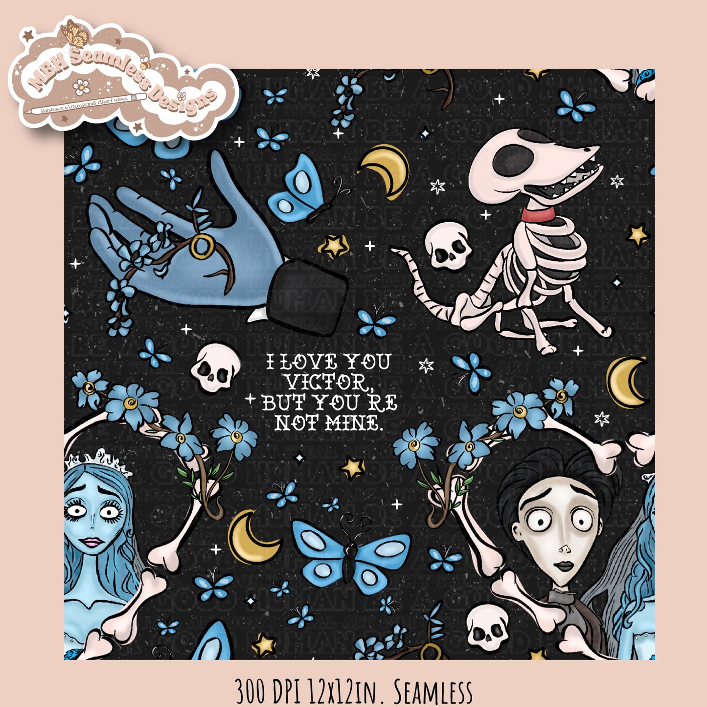 Dead Bride Seamless Pattern // PNG // Multiple Colorway Options