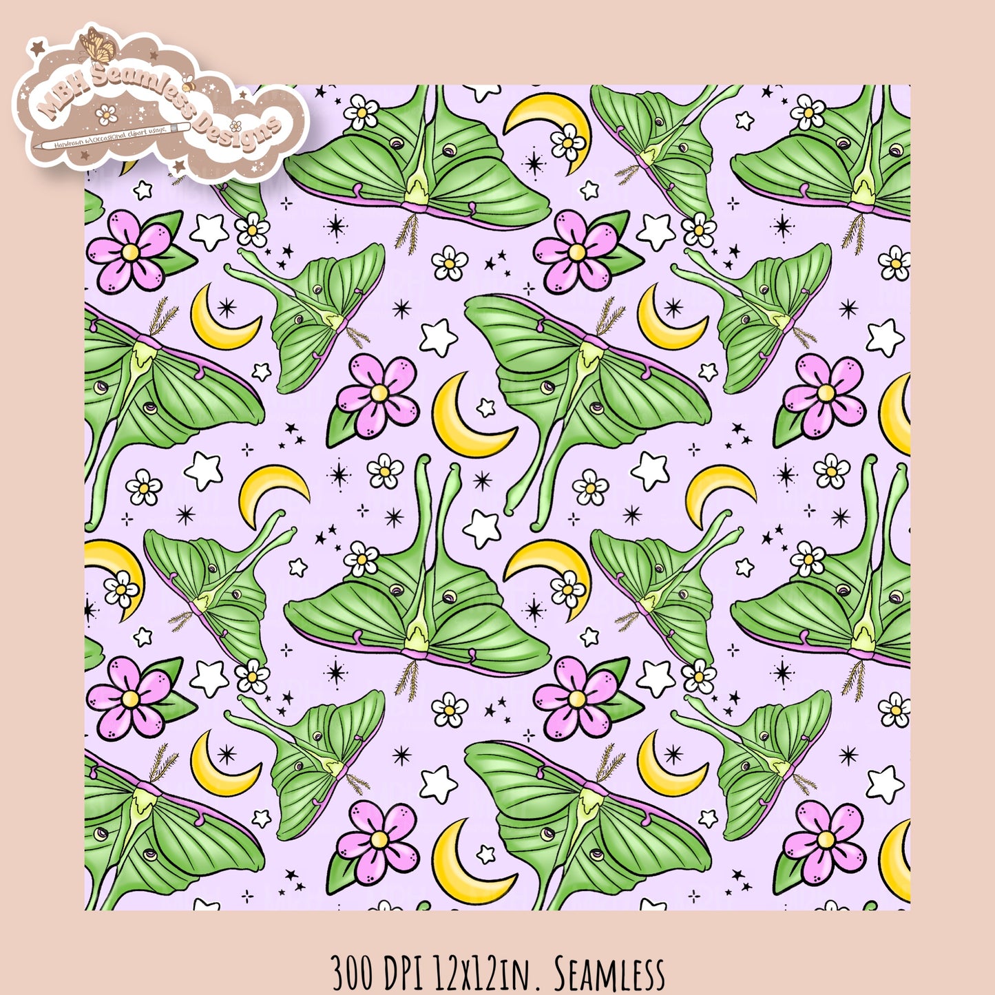 Hextober 25 • Moths Seamless Pattern // PNG // Multiple Colorway Options