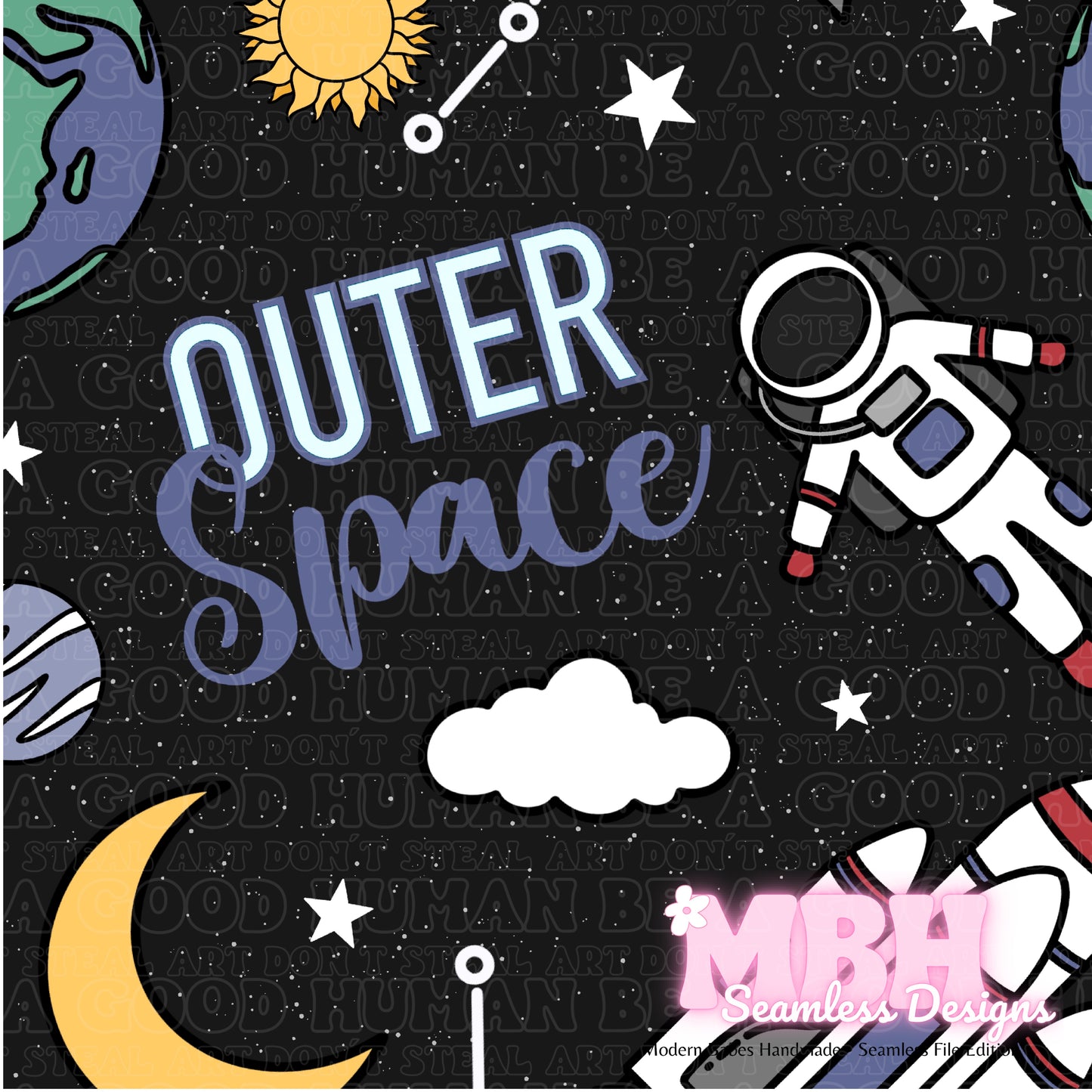 Outer Space ASSORTED COLORWAYS Seamless Pattern