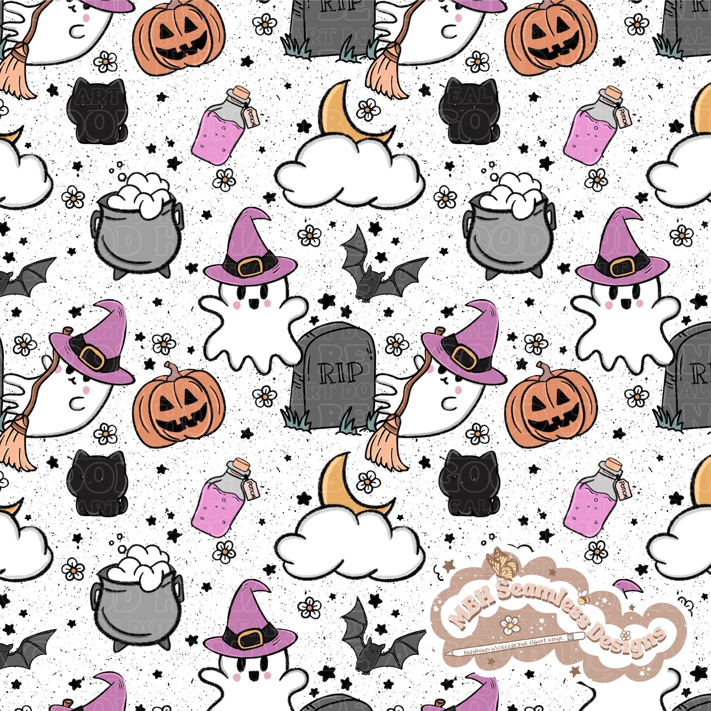 Witchy Ghouls Seamless & Plaid Coords