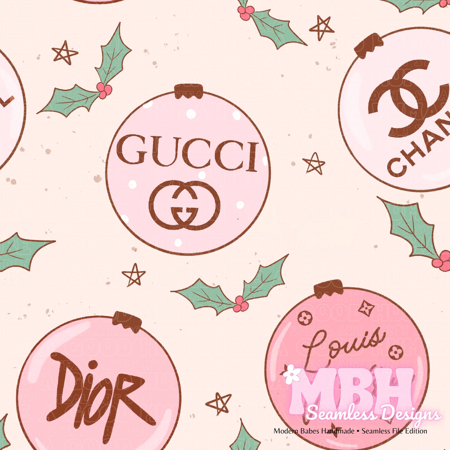 Pink Boujee Ornaments Seamless Pattern