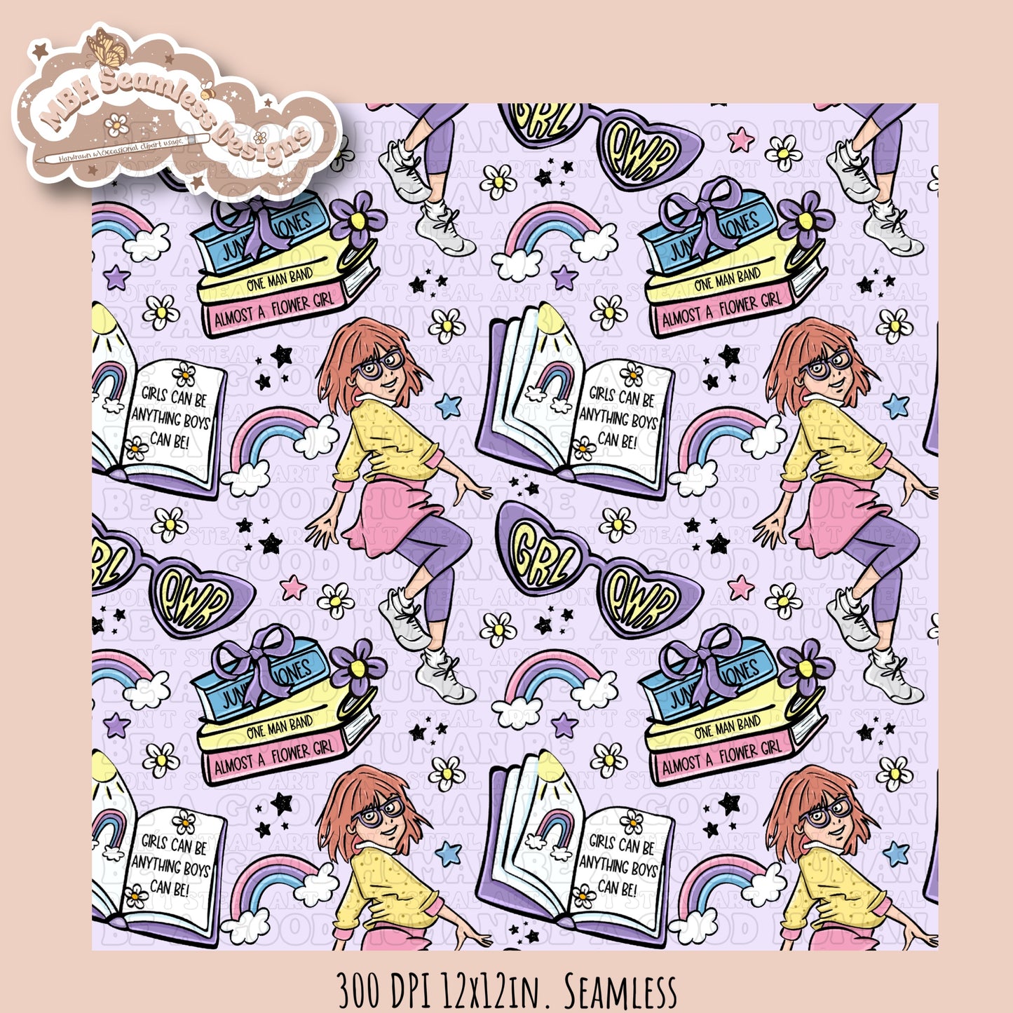 Junie B Seamless Pattern // PNG //Multiple Colorway Options