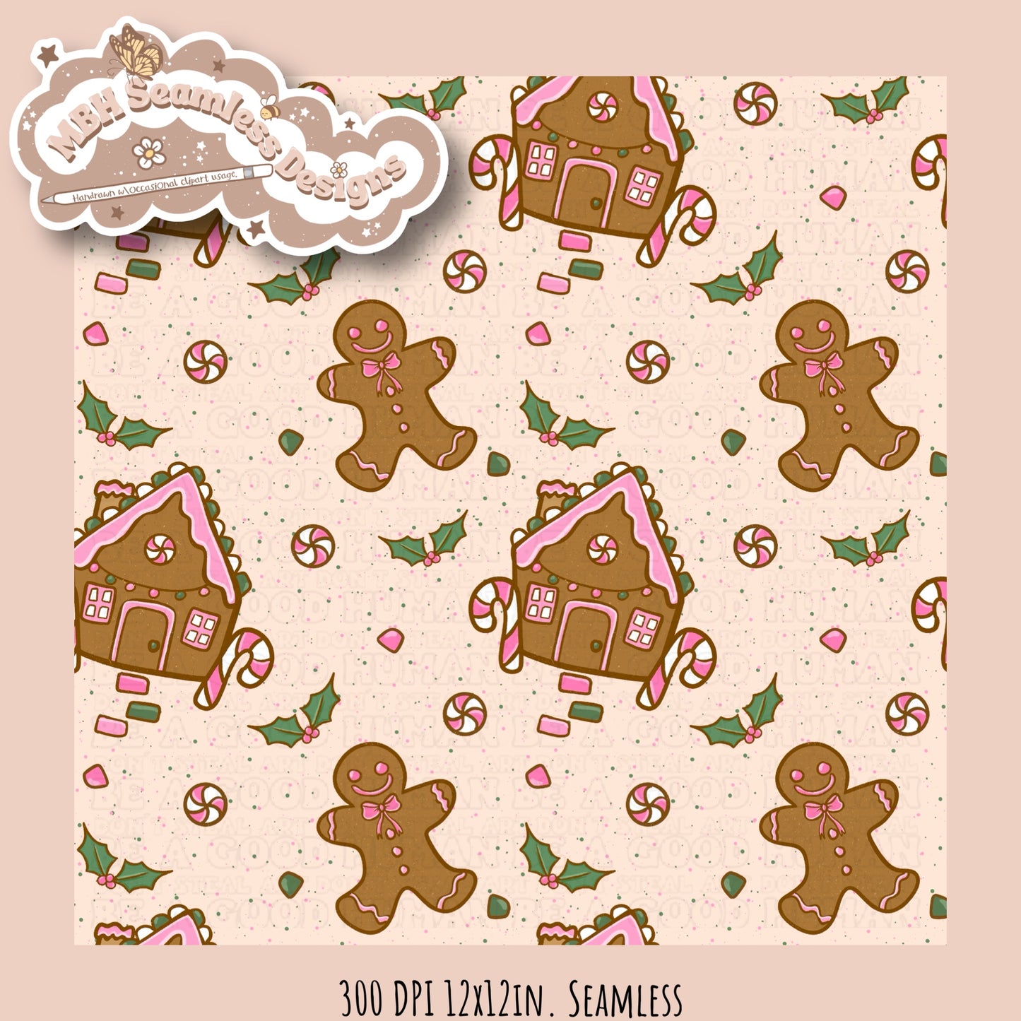 Pink Gingerbread Seamless MULTIPLE COLORWAYS