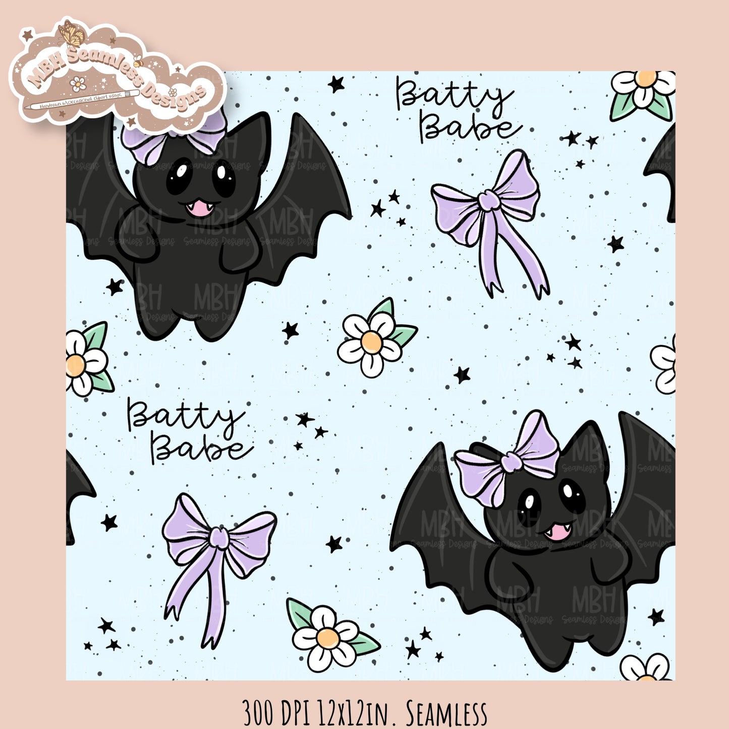 Coquette Bats • Hextober 25 // Seamless Pattern // Multiple Colorway Options