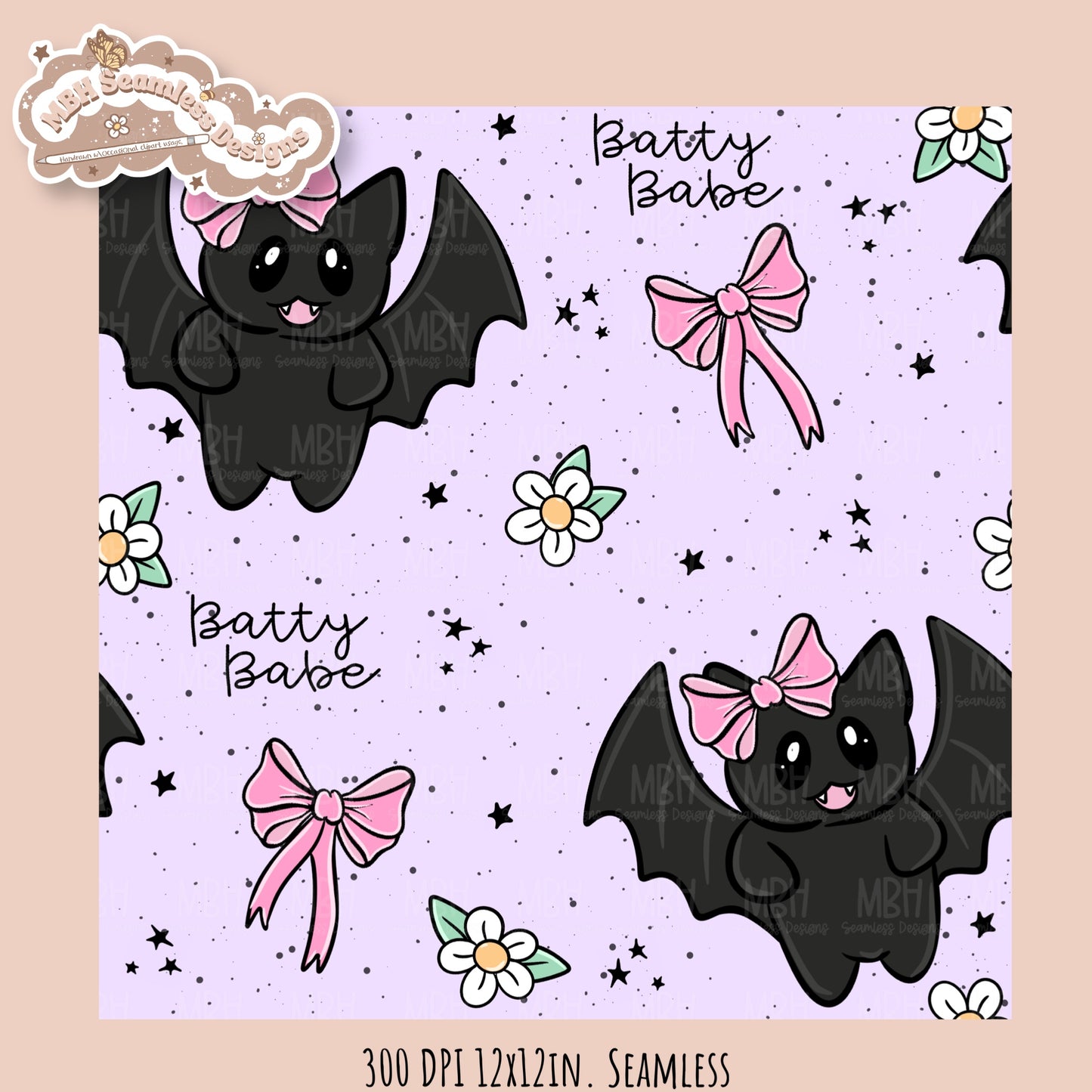 Coquette Bats • Hextober 25 // Seamless Pattern // Multiple Colorway Options