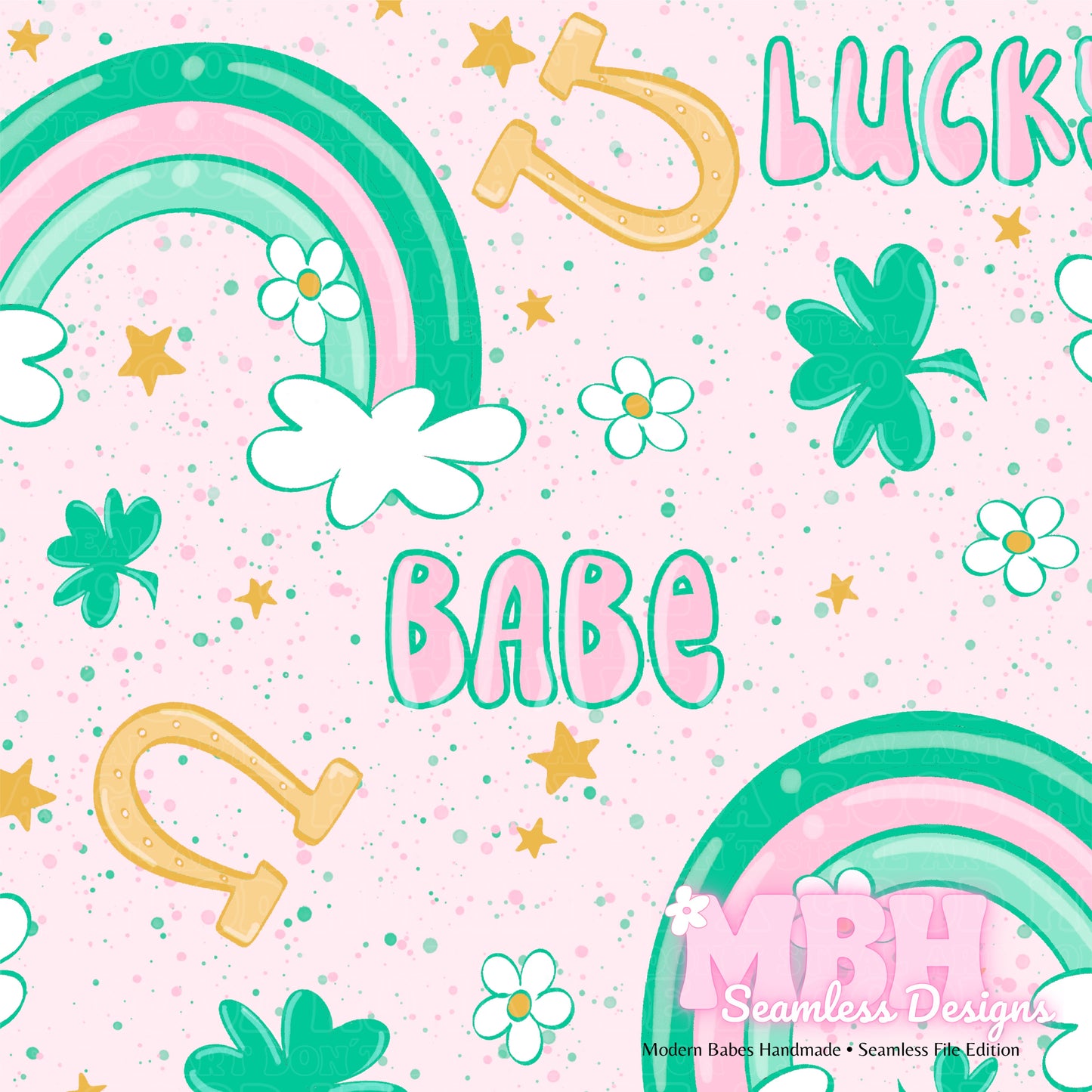 Lucky Babe St. Patty’s Day Assorted Colorways Seamless Pattern