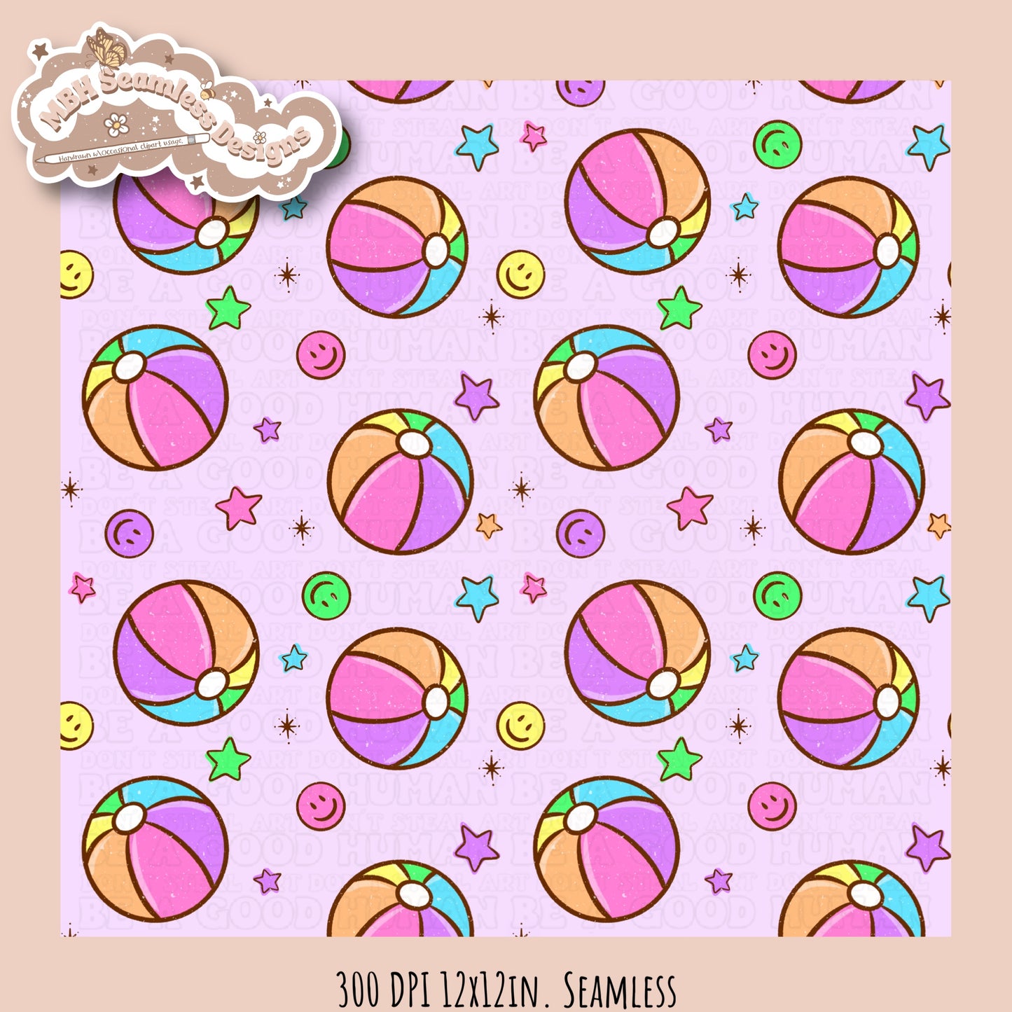 Beach Ball Smilies Seamless Pattern • Multiple Colorways