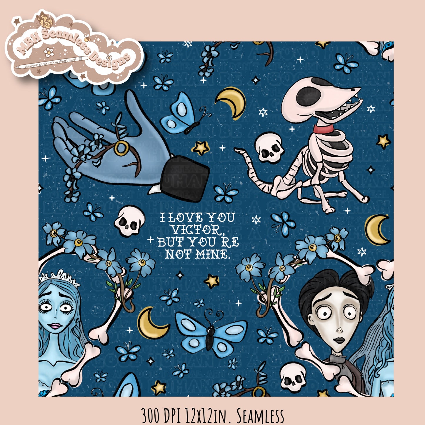 Dead Bride Seamless Pattern // PNG // Multiple Colorway Options