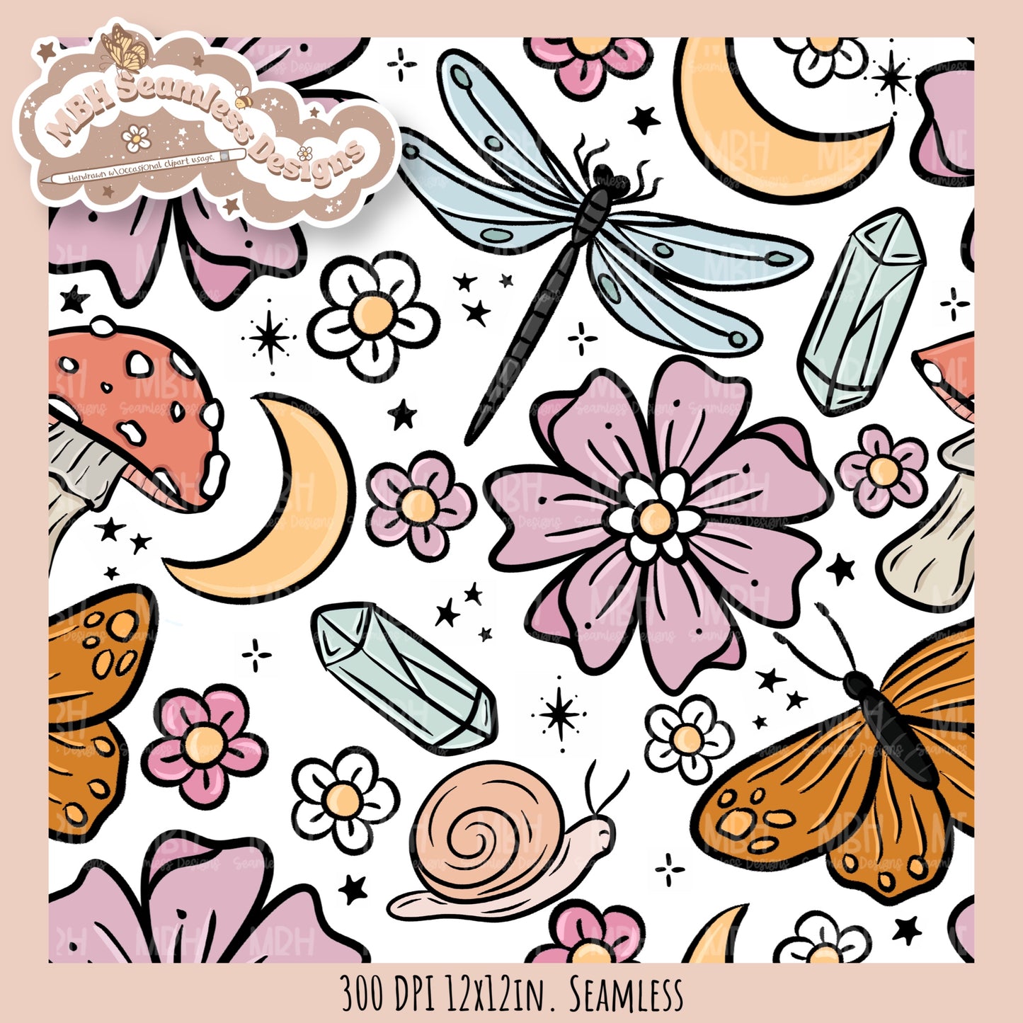 Mystical Floral Seamless Pattern // Multiple Colorways