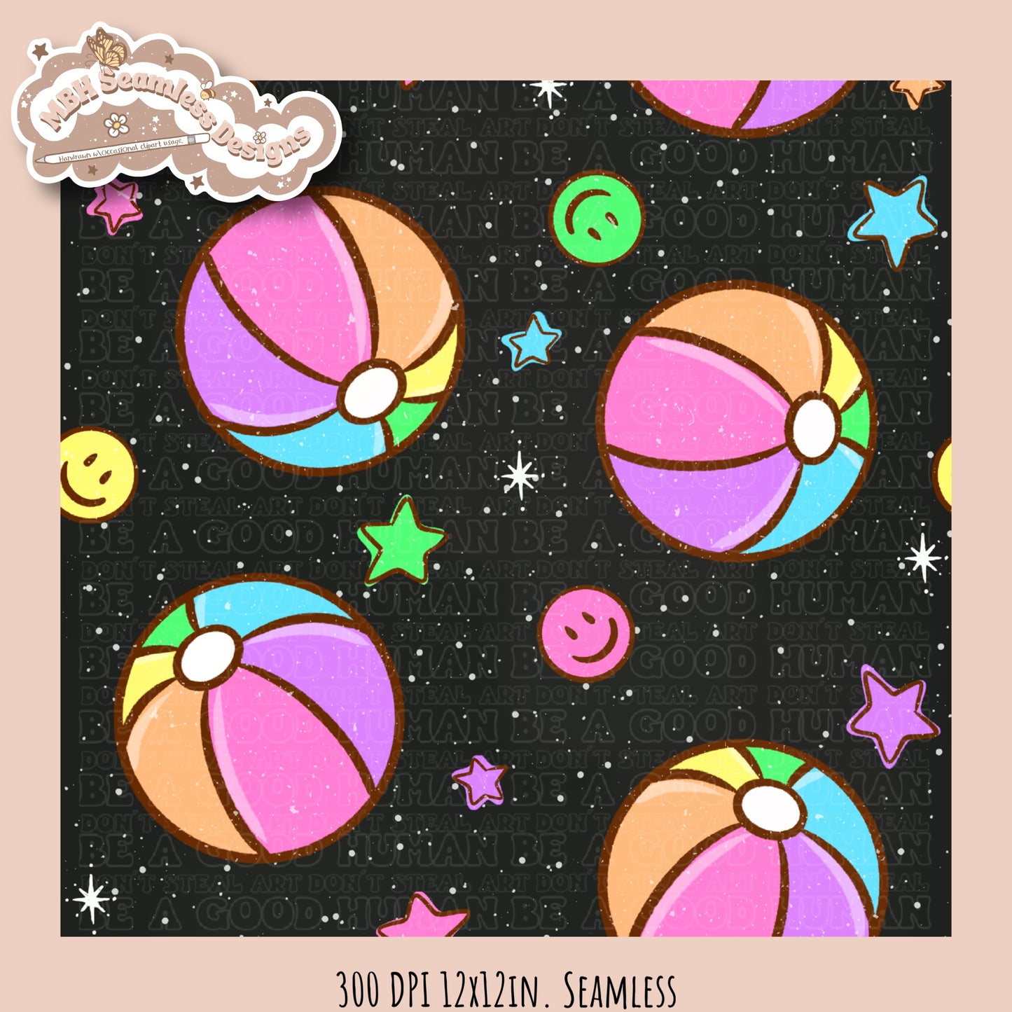 Beach Ball Smilies Seamless Pattern • Multiple Colorways