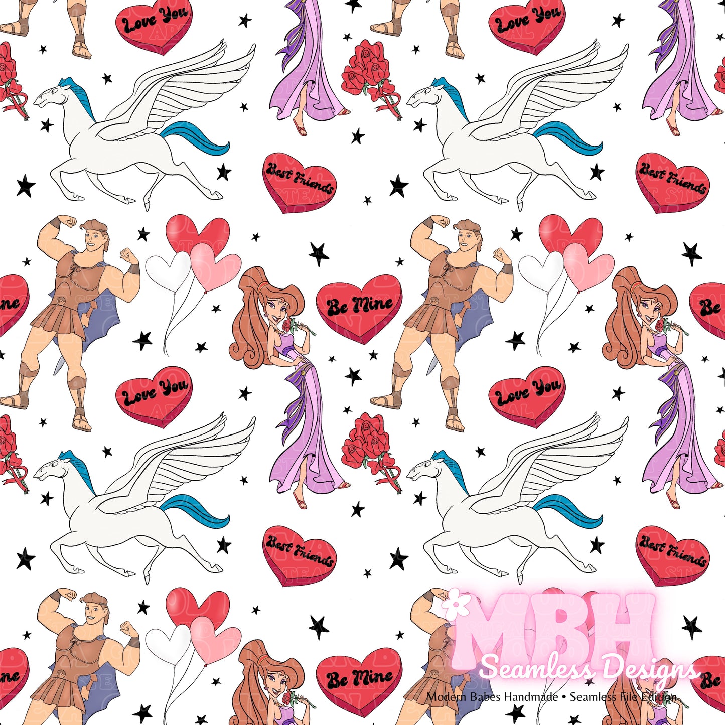 Hercules Valentine Assorted Colorways Seamless Pattern